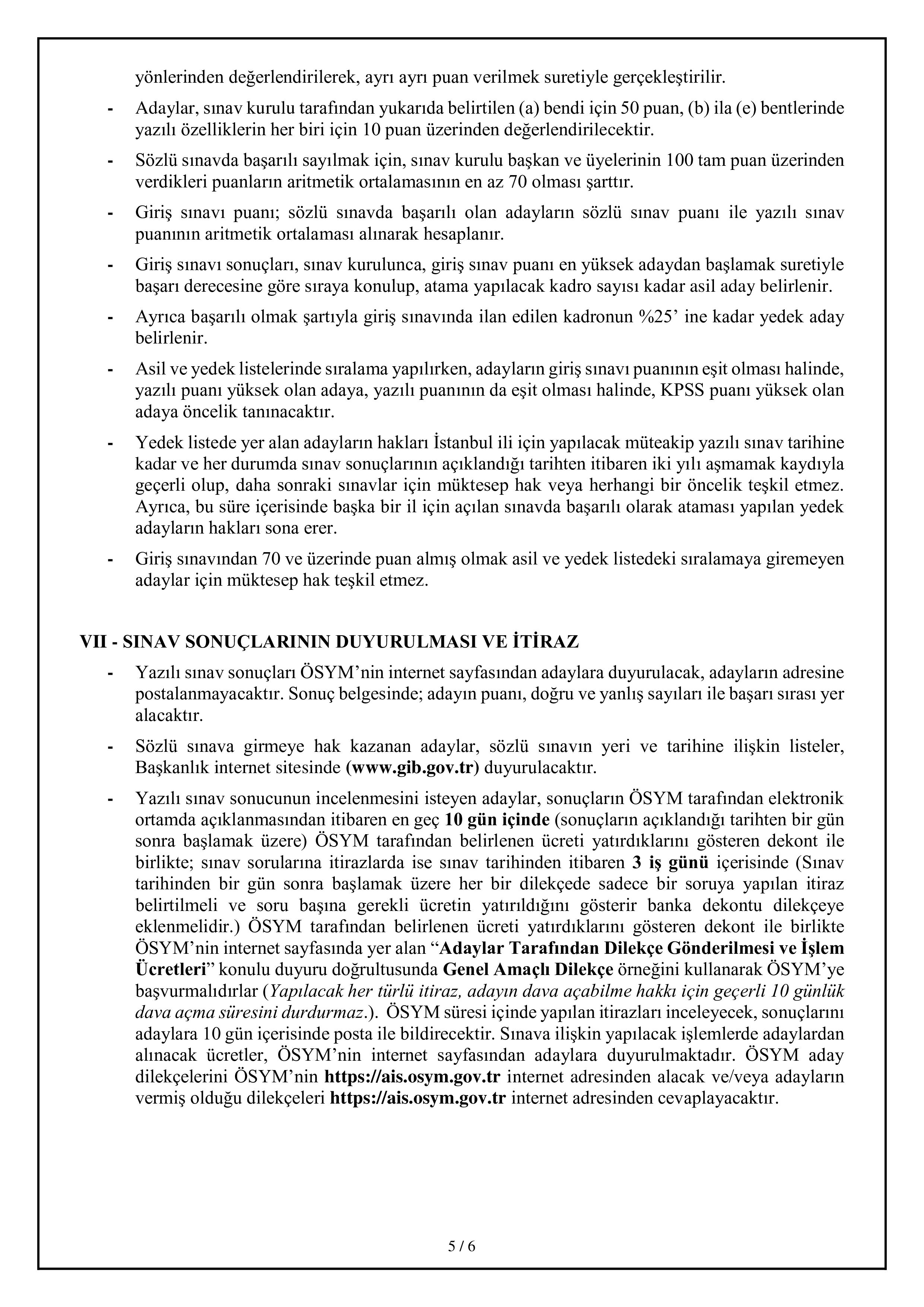 GELİR İDARESİ BAŞKANLIĞI 655 GELİR UZMAN YARDIMCISI ALACAK ( 14 Ocak - 21 Ocak) İlan İçeriği Sayfa 5