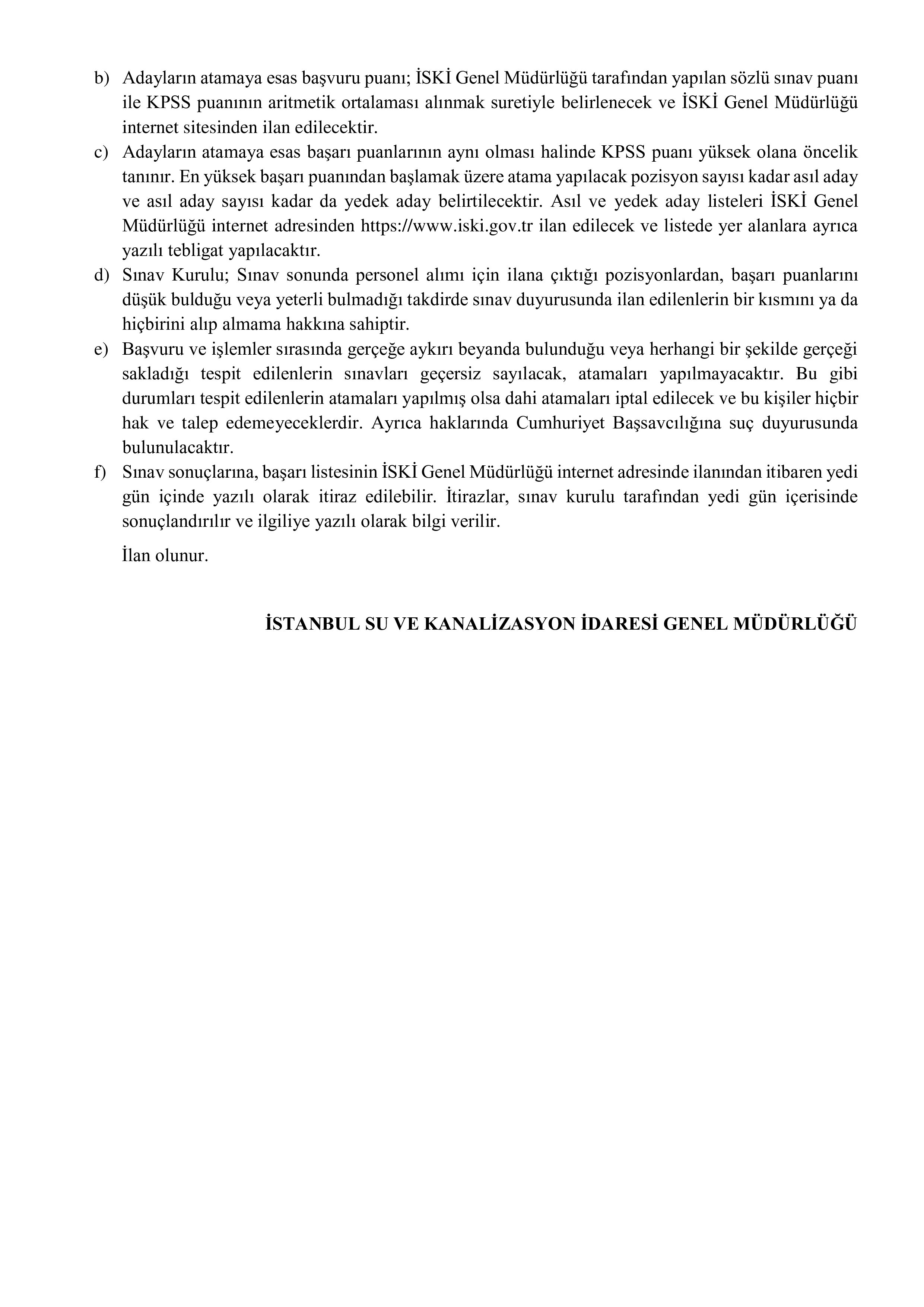 İlan İçeriği Sayfa 4 İSTANBUL SU VE KANALİZASYON İDARESİ GENEL MÜDÜRLÜĞÜ 23 SÖZLEŞMELİ PERSONEL ALACAK ( 24 Kasım - 30 Kasım) İlan İçeriği Sayfa 4