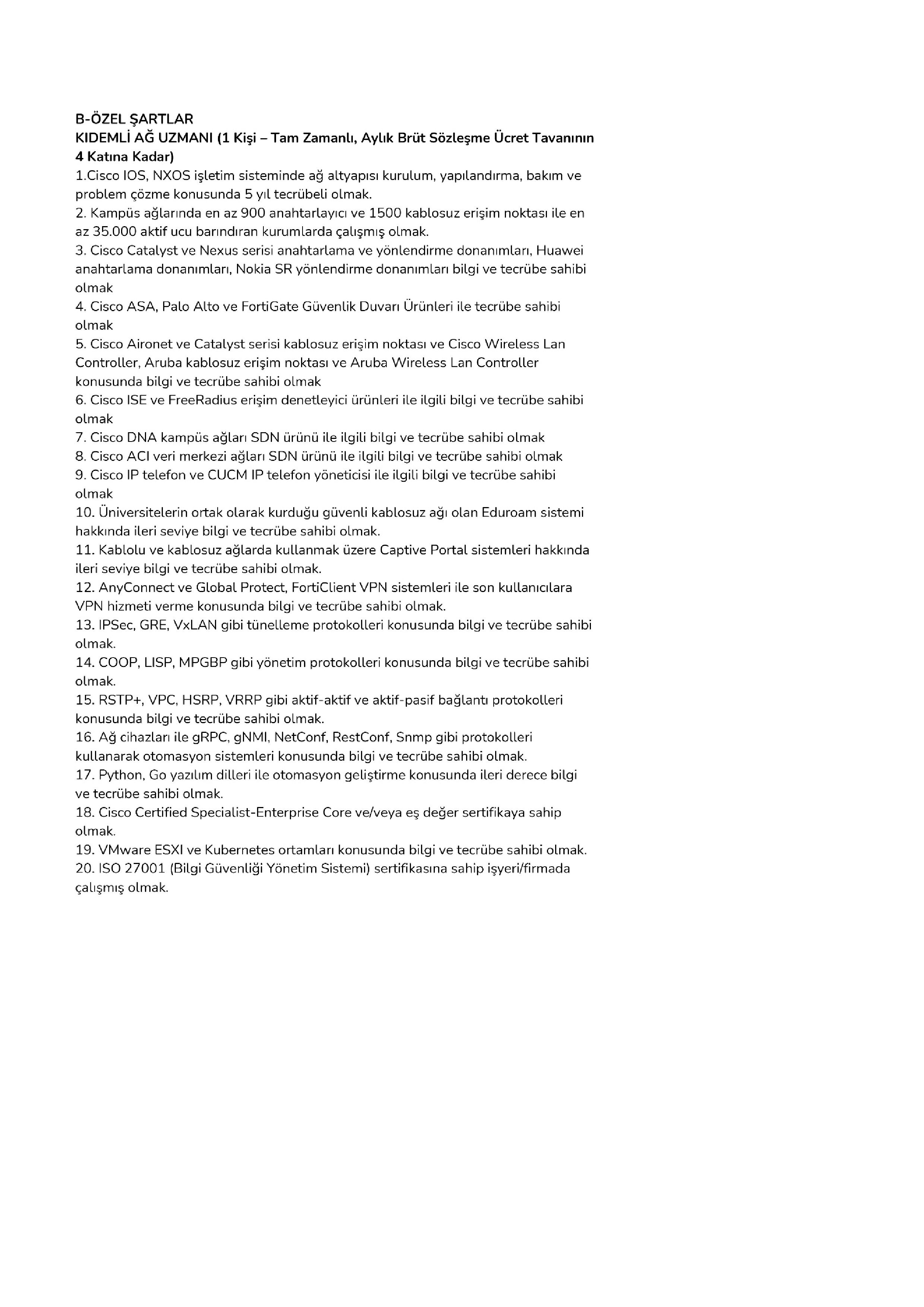 İSTANBUL TEKNİK ÜNİVERSİTESİ 2 ADET SÖZLEŞMELİ BİLİŞİM PERSONELİ ALACAK ( 24 Kasım - 8 Aralık) İlan İçeriği Sayfa 2