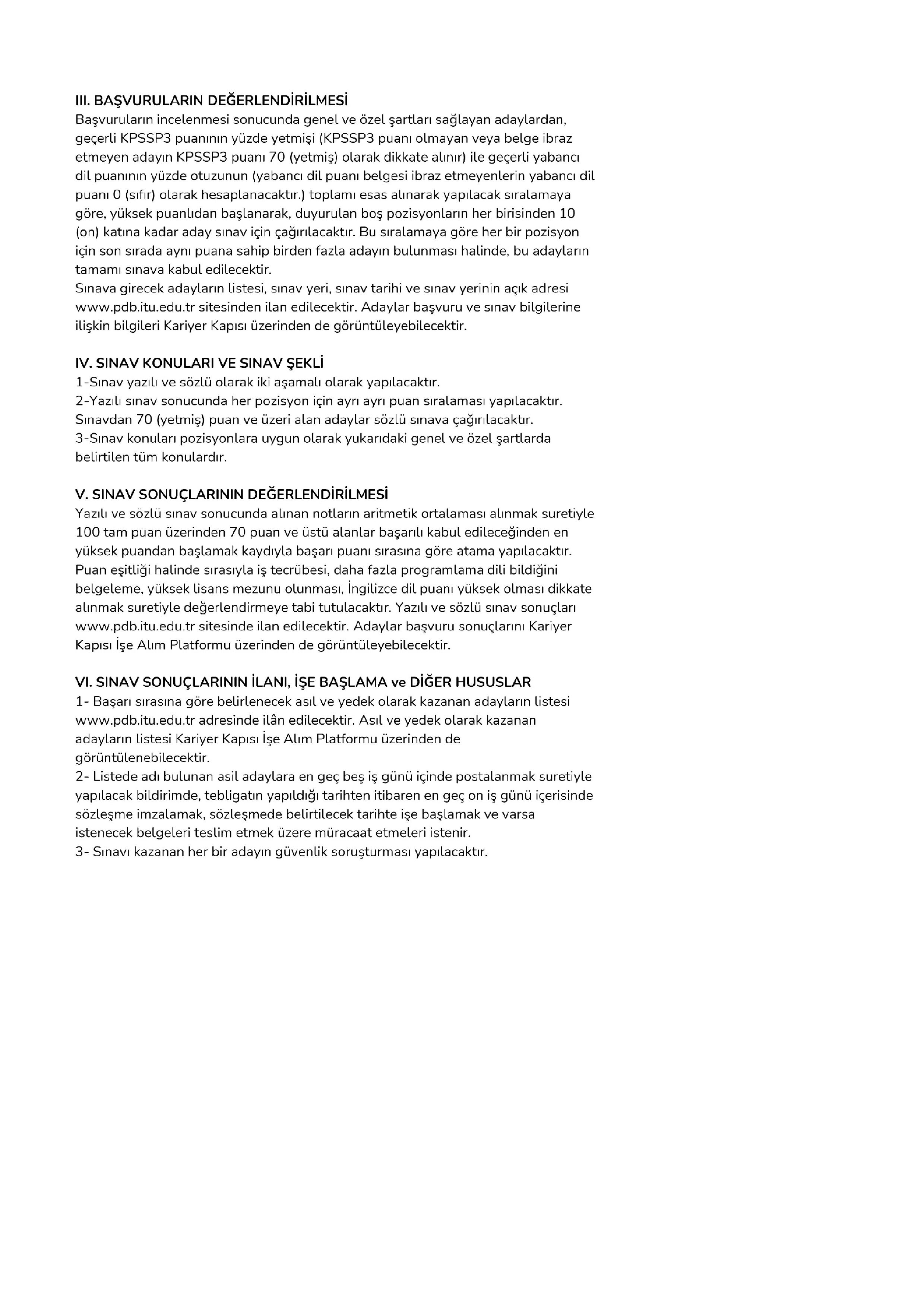 İSTANBUL TEKNİK ÜNİVERSİTESİ 2 ADET SÖZLEŞMELİ BİLİŞİM PERSONELİ ALACAK ( 24 Kasım - 8 Aralık) İlan İçeriği Sayfa 5