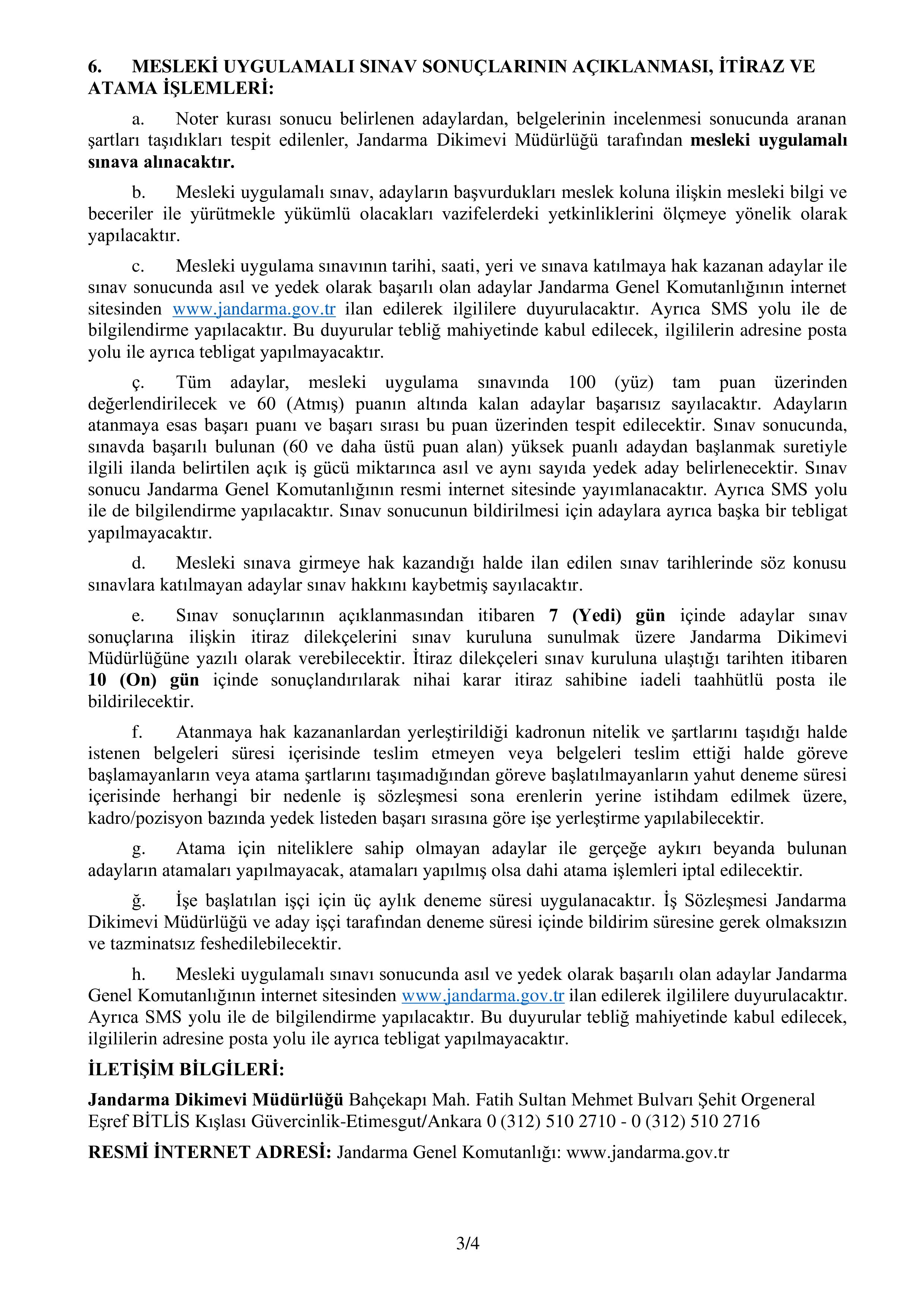 JANDARMA GENEL KOMUTANLIĞI 1 SüREKLİ İŞÇİ ALACAK ( 24 Şubat - 2 Mart) İlan İçeriği Sayfa 3