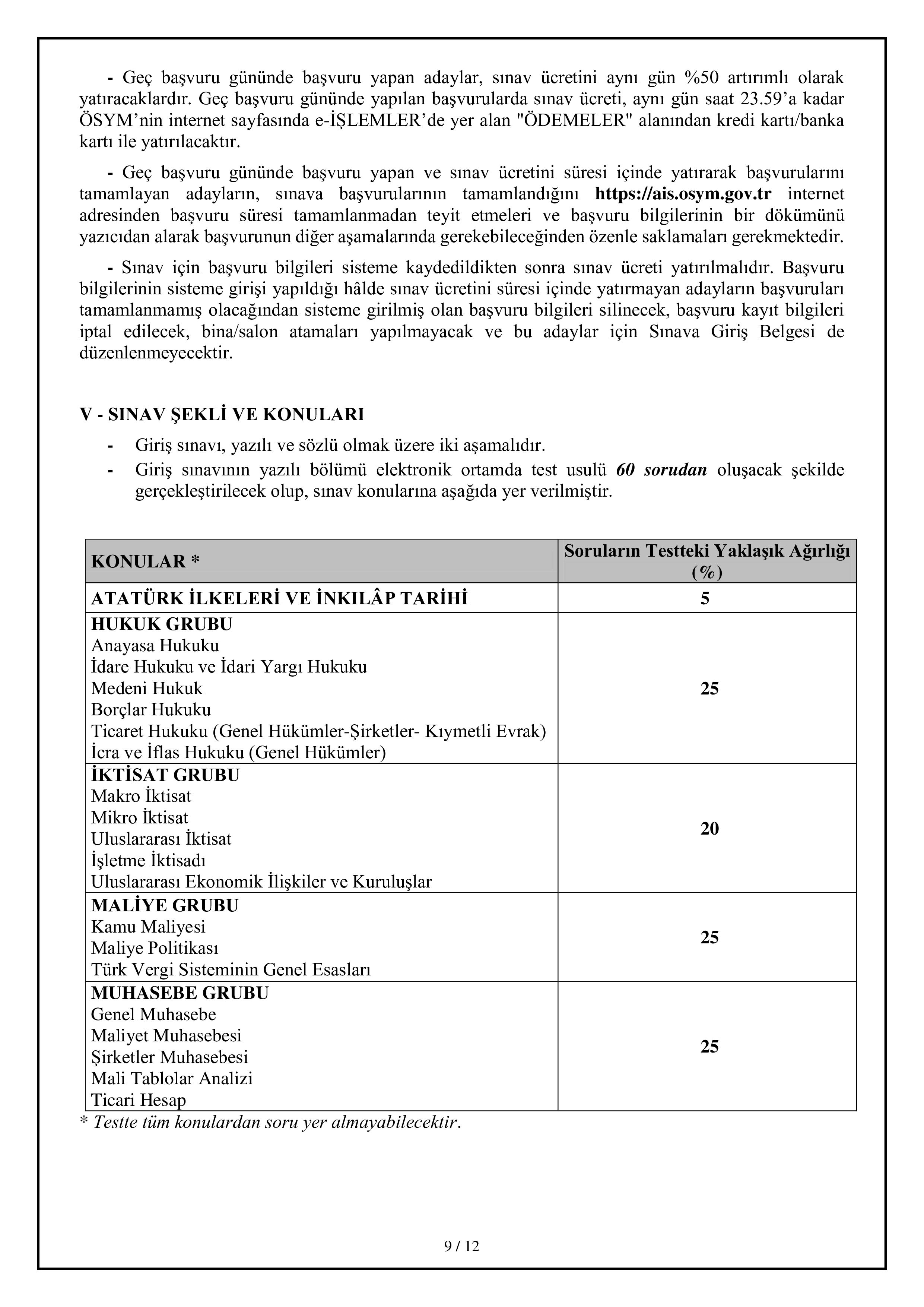 GELİR İDARESİ BAŞKANLIĞI 820 GELİR UZMAN YARDIMCISI ALACAK ( 14 Şubat - 20 Şubat) İlan İçeriği Sayfa 9