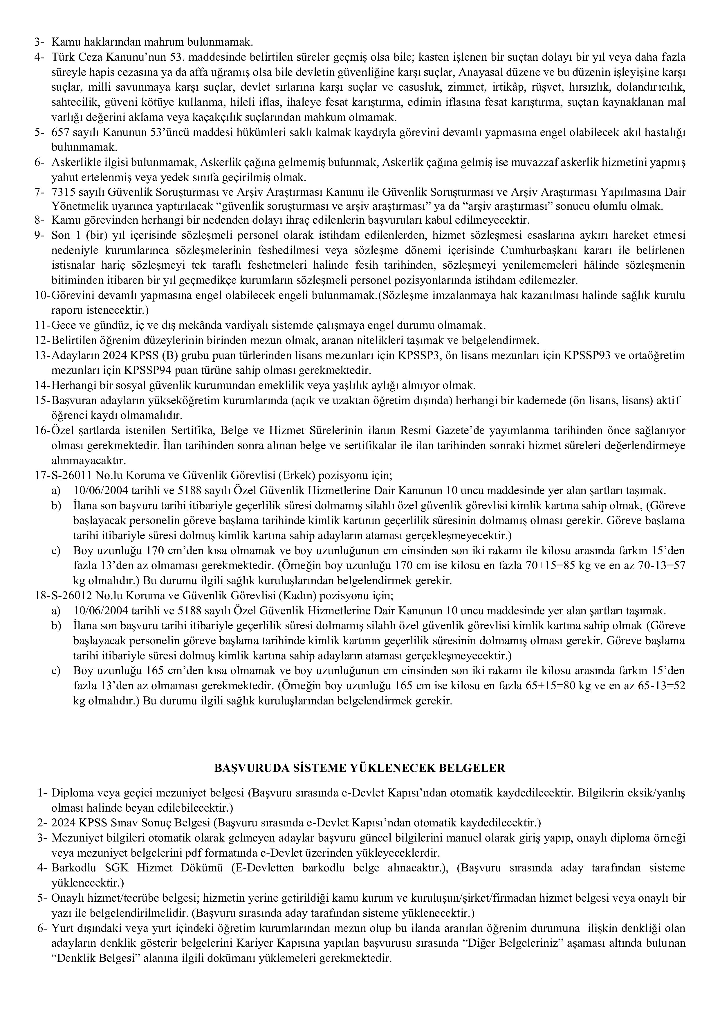 BİNGÖL ÜNİVERSİTESİ 26 SÖZLEŞMELİ PERSONEL ALACAK ( 25 Şubat - 6 Mart) İlan İçeriği Sayfa 3