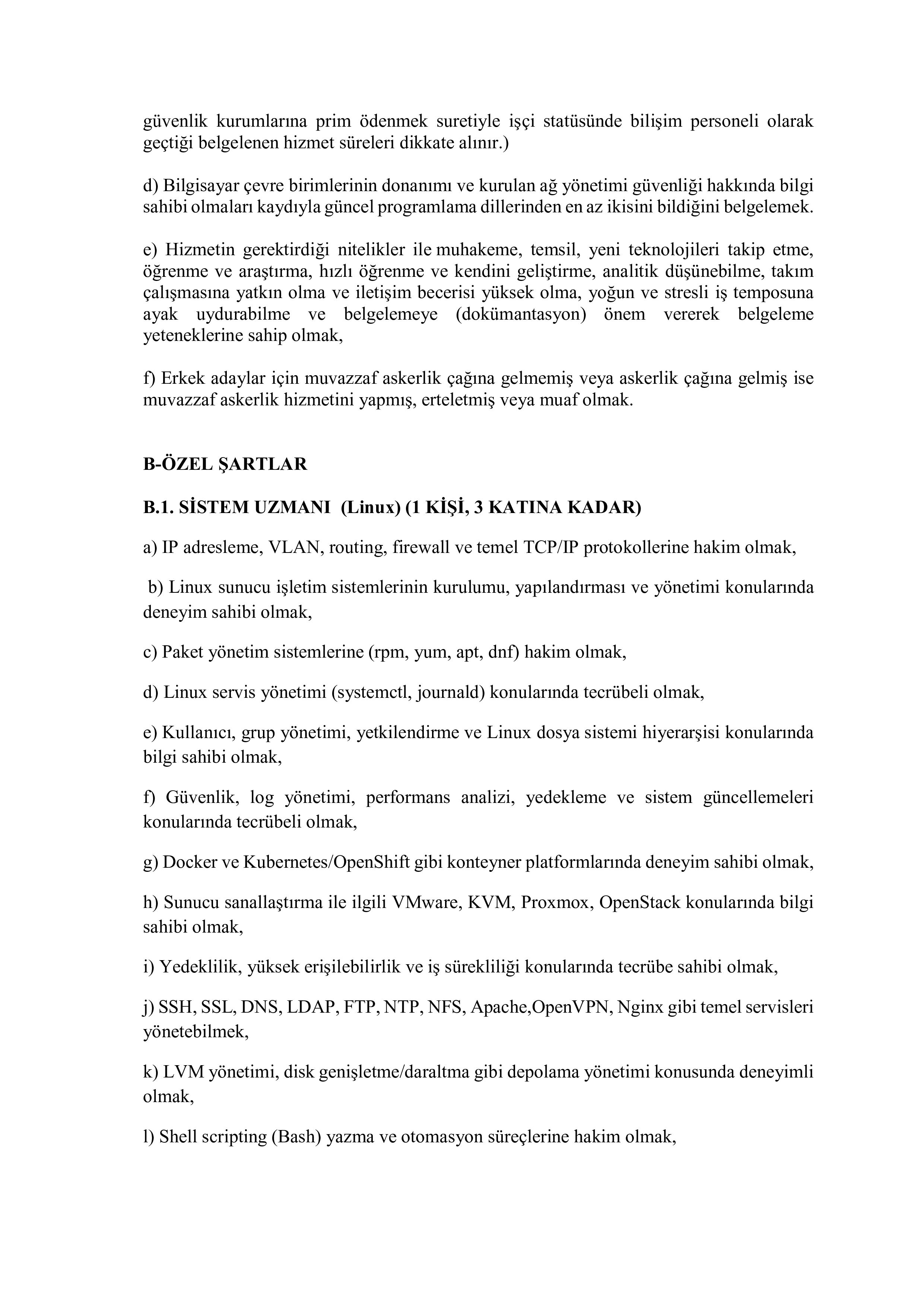 YILDIZ TEKNİK ÜNİVERSİTESİ 3 SÖZLEŞMELİ BİLİŞİM PERSONELİ ALACAK ( 25 Şubat - 11 Mart) İlan İçeriği Sayfa 2