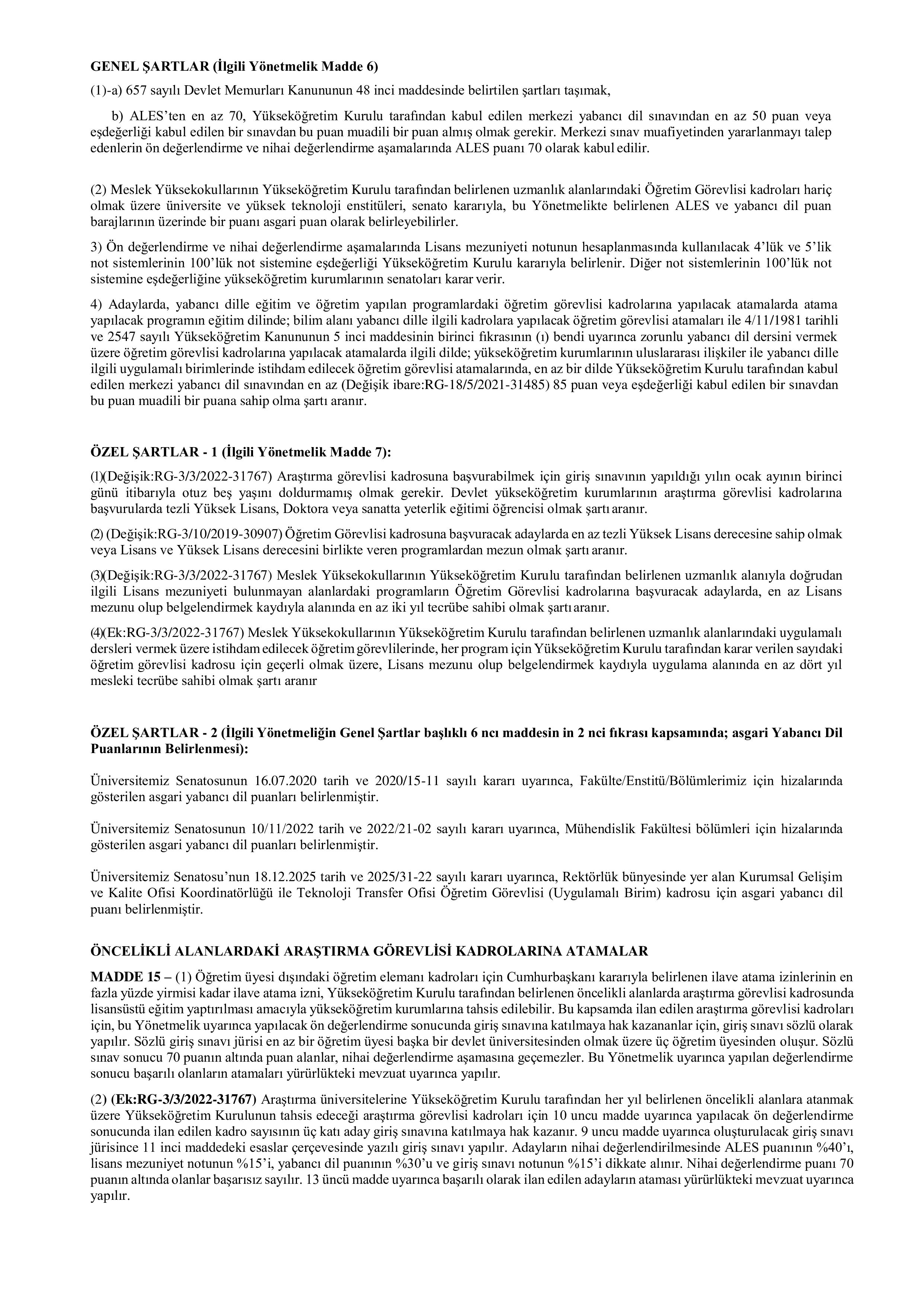 GEBZE TEKNİK ÜNİVERSİTESİ 16 ÖĞRETİM ELEMANI ALACAK ( 26 Aralık - 16 Ocak) İlan İçeriği Sayfa 7