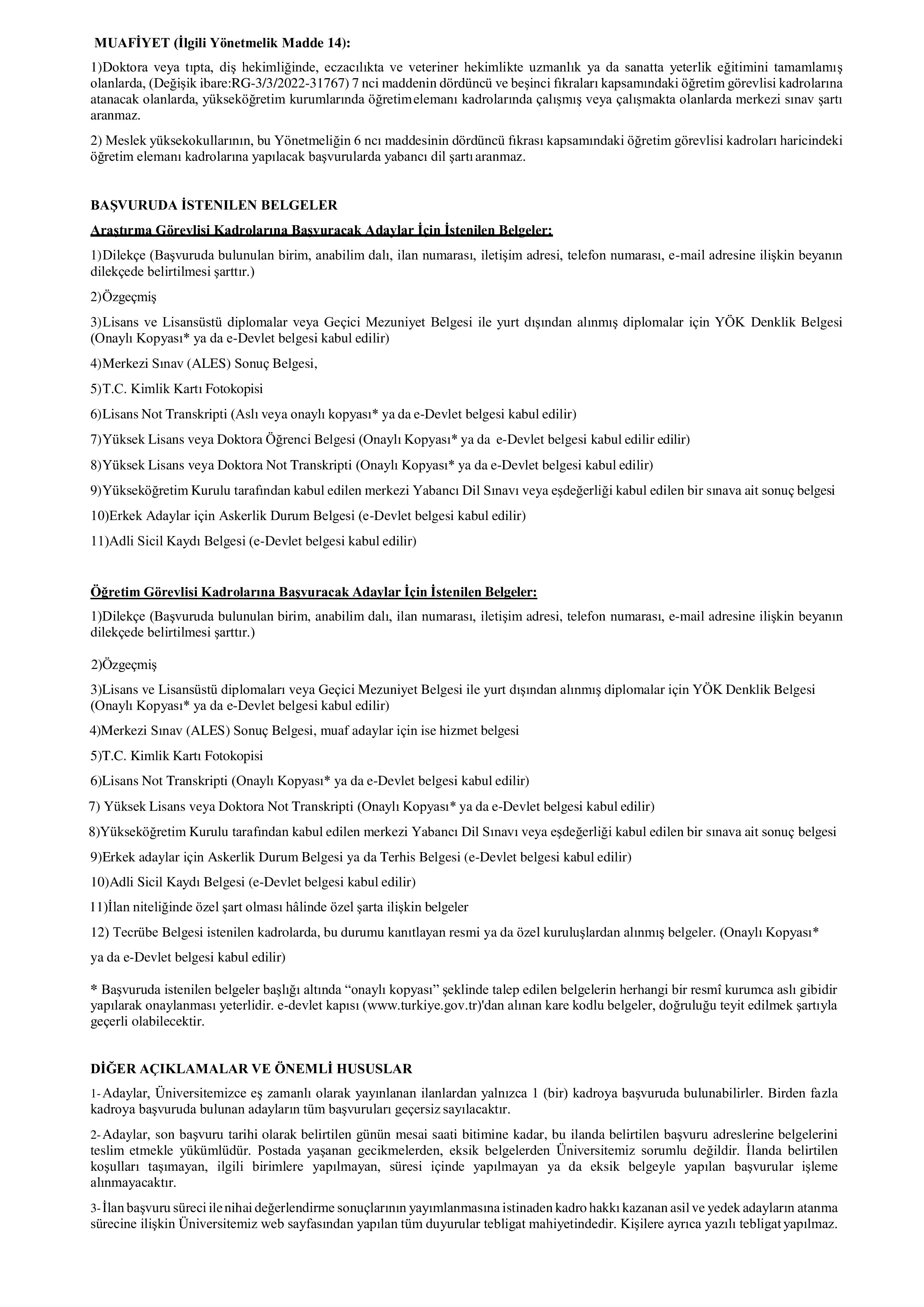 GEBZE TEKNİK ÜNİVERSİTESİ 16 ÖĞRETİM ELEMANI ALACAK ( 26 Aralık - 16 Ocak) İlan İçeriği Sayfa 8