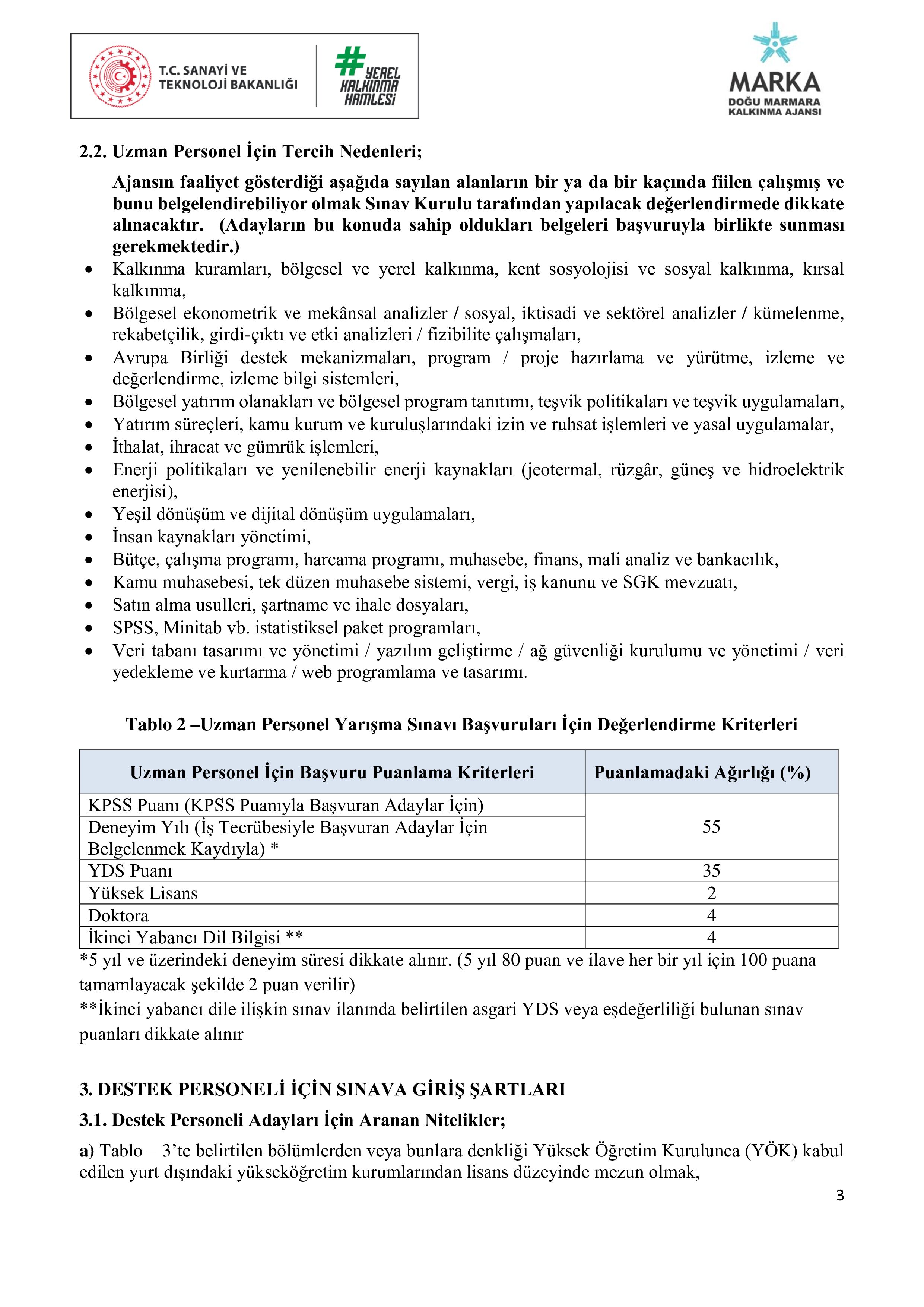İlan İçeriği Sayfa 3 DOĞU MARMARA KALKINMA AJANSI 7 SüREKLİ İŞÇİ ALACAK ( 16 Şubat - 2 Mart) İlan İçeriği Sayfa 3