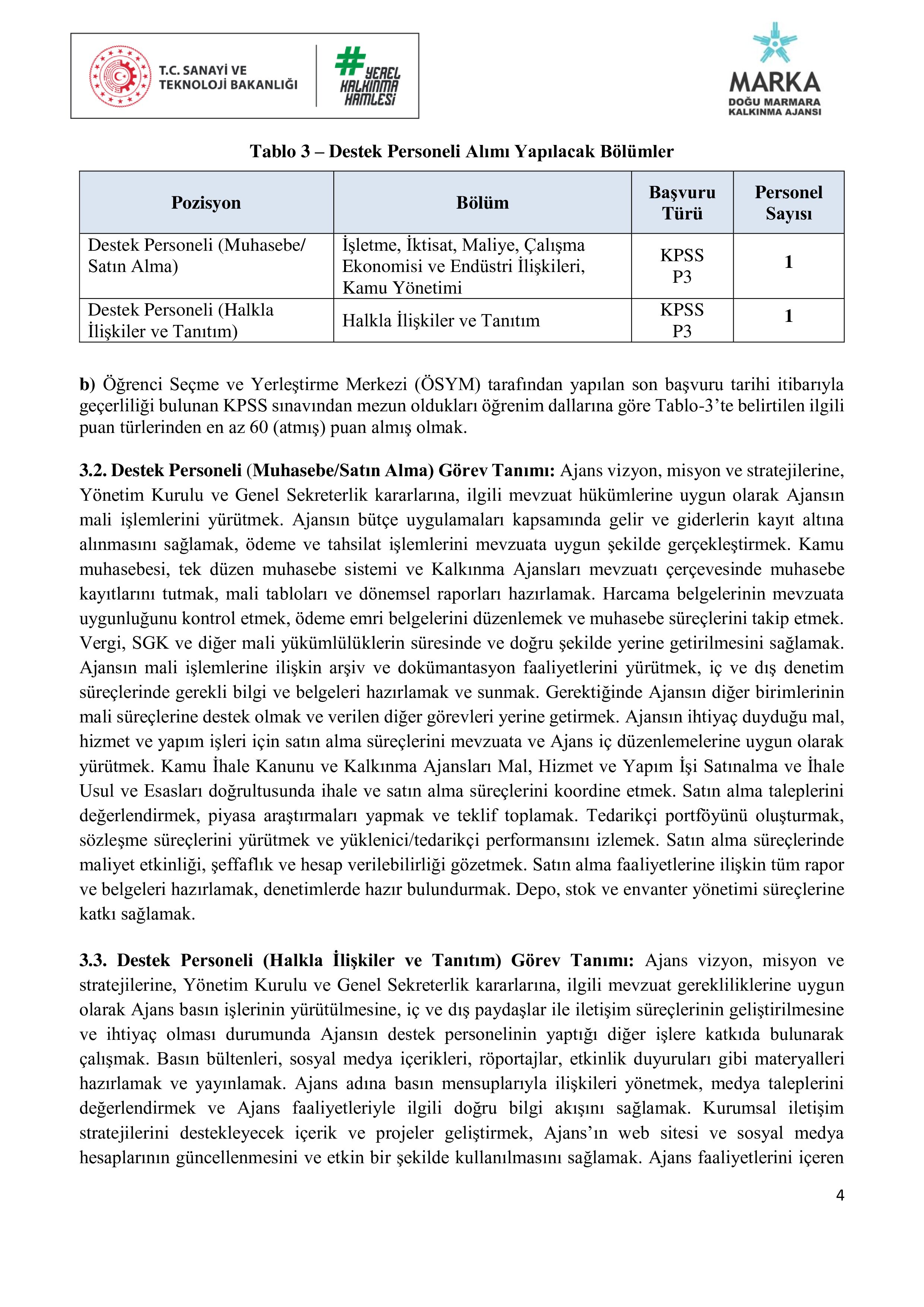 İlan İçeriği Sayfa 4 DOĞU MARMARA KALKINMA AJANSI 7 SüREKLİ İŞÇİ ALACAK ( 16 Şubat - 2 Mart) İlan İçeriği Sayfa 4