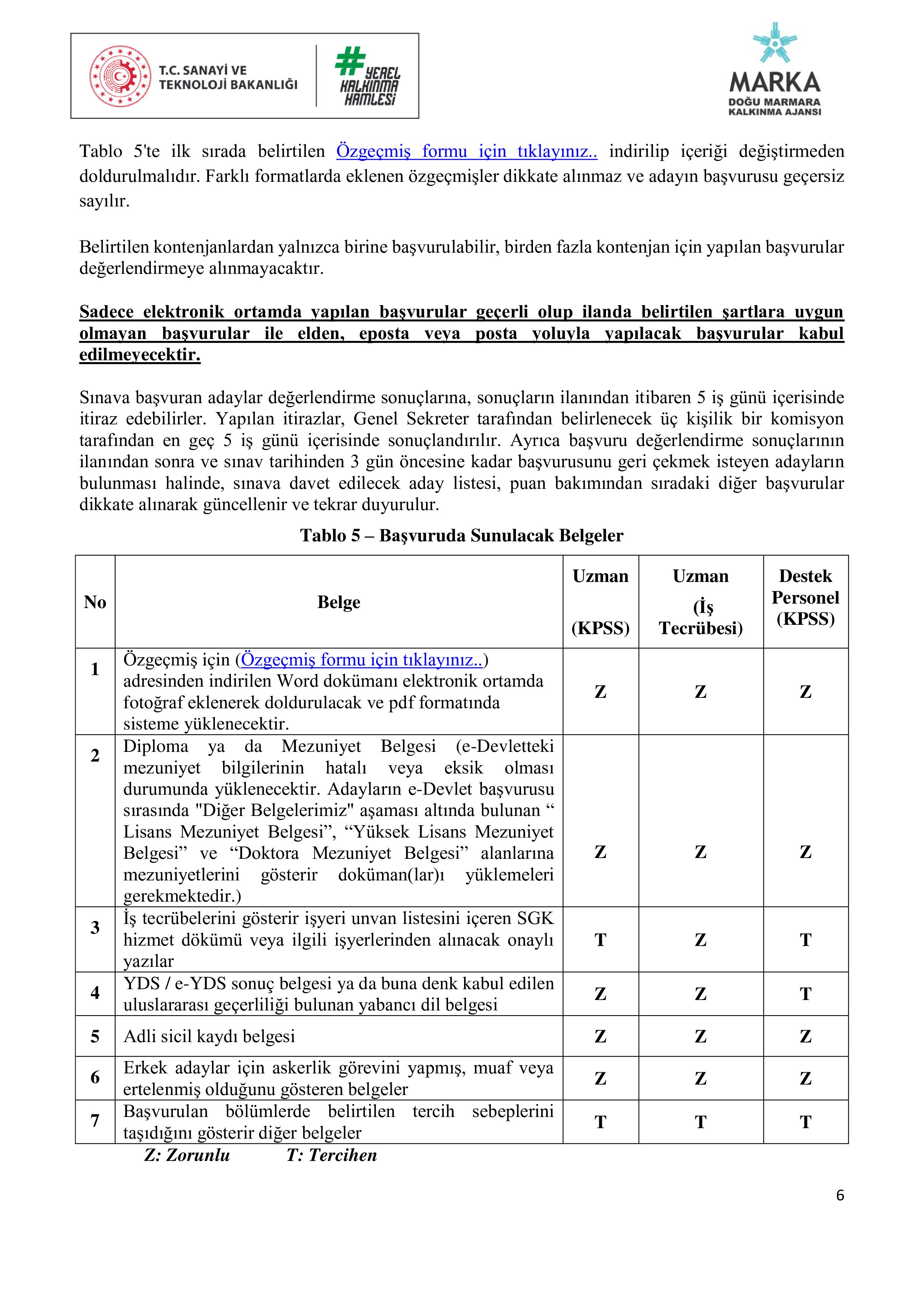 İlan İçeriği Sayfa 6 DOĞU MARMARA KALKINMA AJANSI 7 SüREKLİ İŞÇİ ALACAK ( 16 Şubat - 2 Mart) İlan İçeriği Sayfa 6