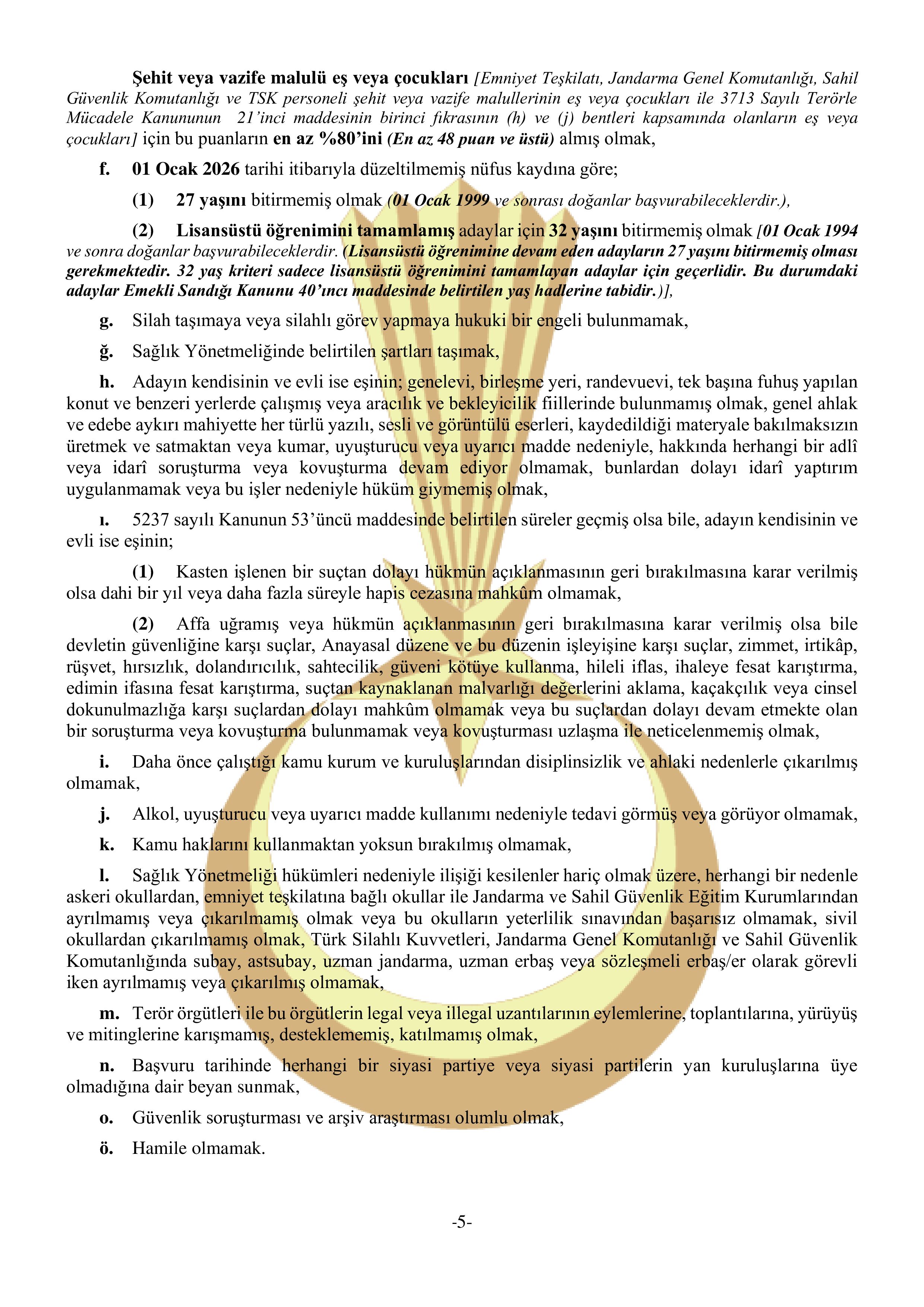 İlan İçeriği Sayfa 6 JANDARMA GENEL KOMUTANLIĞI 3395 MUVAZZAF ASTSUBAY TEMİN EDECEKTİR ( 26 Ocak - 9 Şubat) İlan İçeriği Sayfa 6