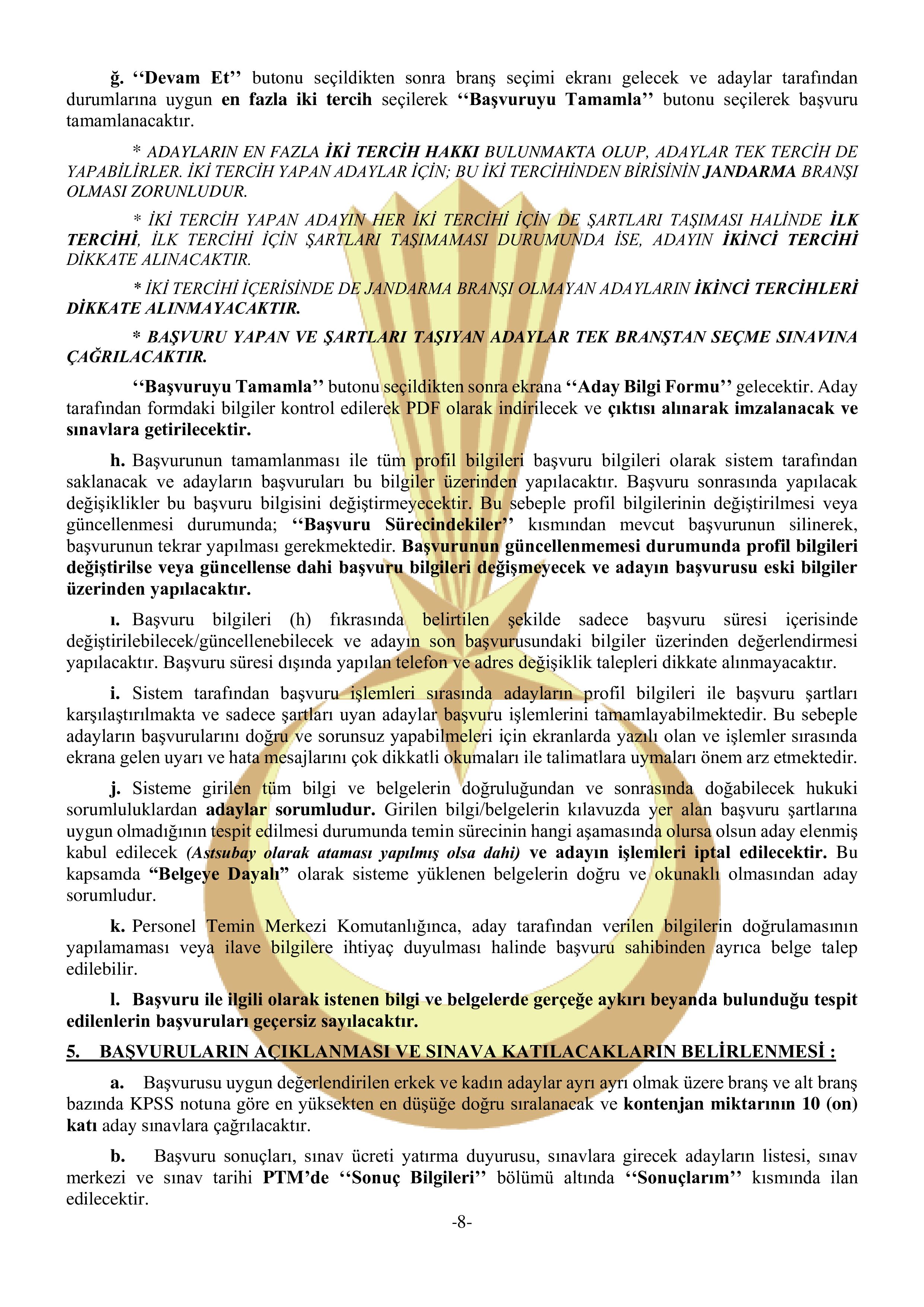 İlan İçeriği Sayfa 9 JANDARMA GENEL KOMUTANLIĞI 3395 MUVAZZAF ASTSUBAY TEMİN EDECEKTİR ( 26 Ocak - 9 Şubat) İlan İçeriği Sayfa 9