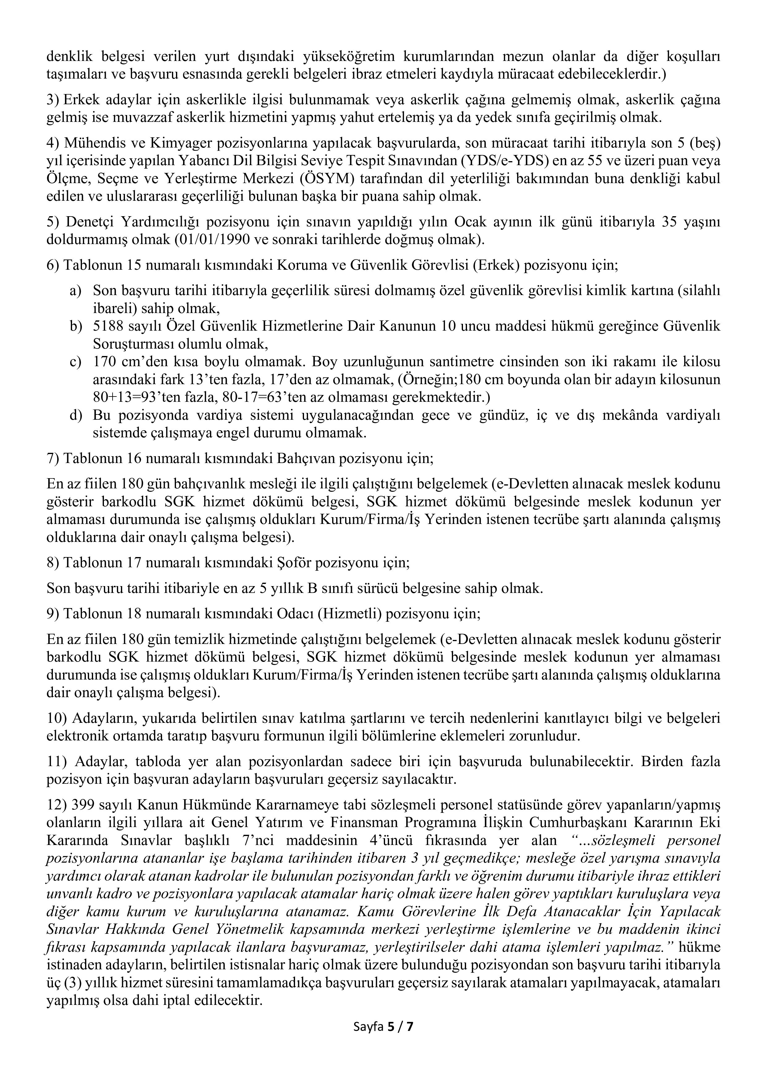 İlan İçeriği Sayfa 5 TÜRK STANDARTLARI ENSTİTÜSÜ 91 SÖZLEŞMELİ PERSONEL ALACAK ( 1 Kasım - 10 Kasım) İlan İçeriği Sayfa 5