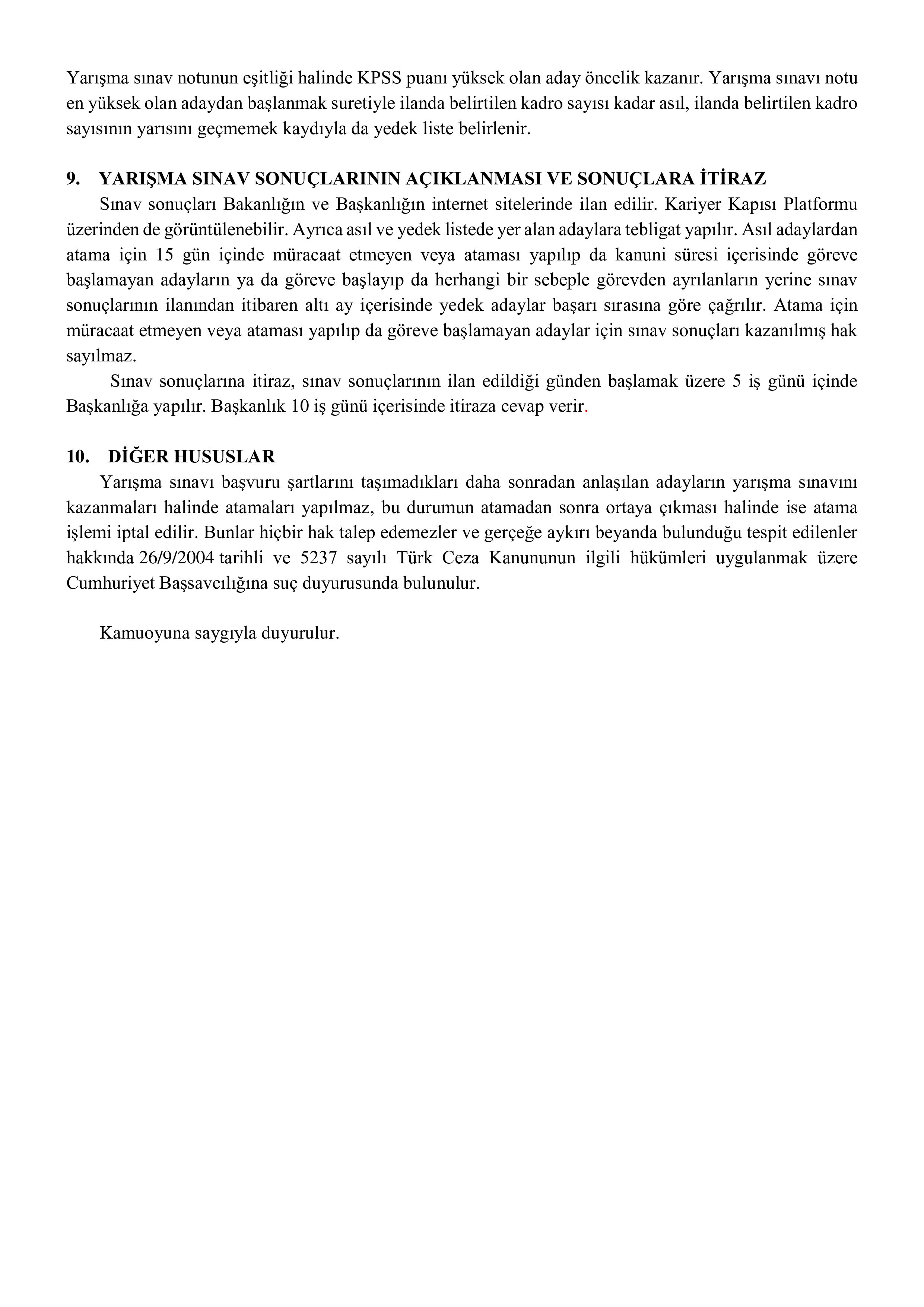 SAĞLIK BAKANLIĞI 25 MÜFETTİŞ YARDIMCISI ALACAK ( 13 Aralık - 27 Aralık) İlan İçeriği Sayfa 4