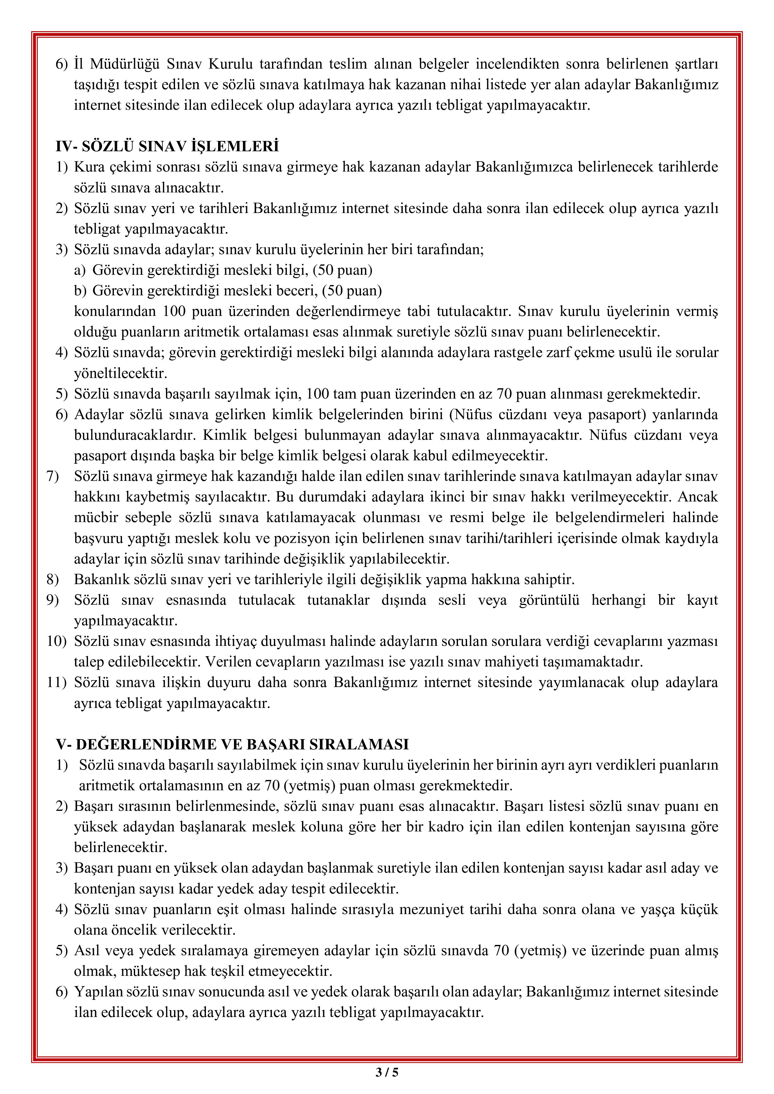 GENÇLİK VE SPOR BAKANLIĞI 157 (ENGELLİ VE ESKİ HÜKÜMLÜ/TMY) SüREKLİ İŞÇİ ALACAK ( 27 Nisan - 4 Mayıs) İlan İçeriği Sayfa 3