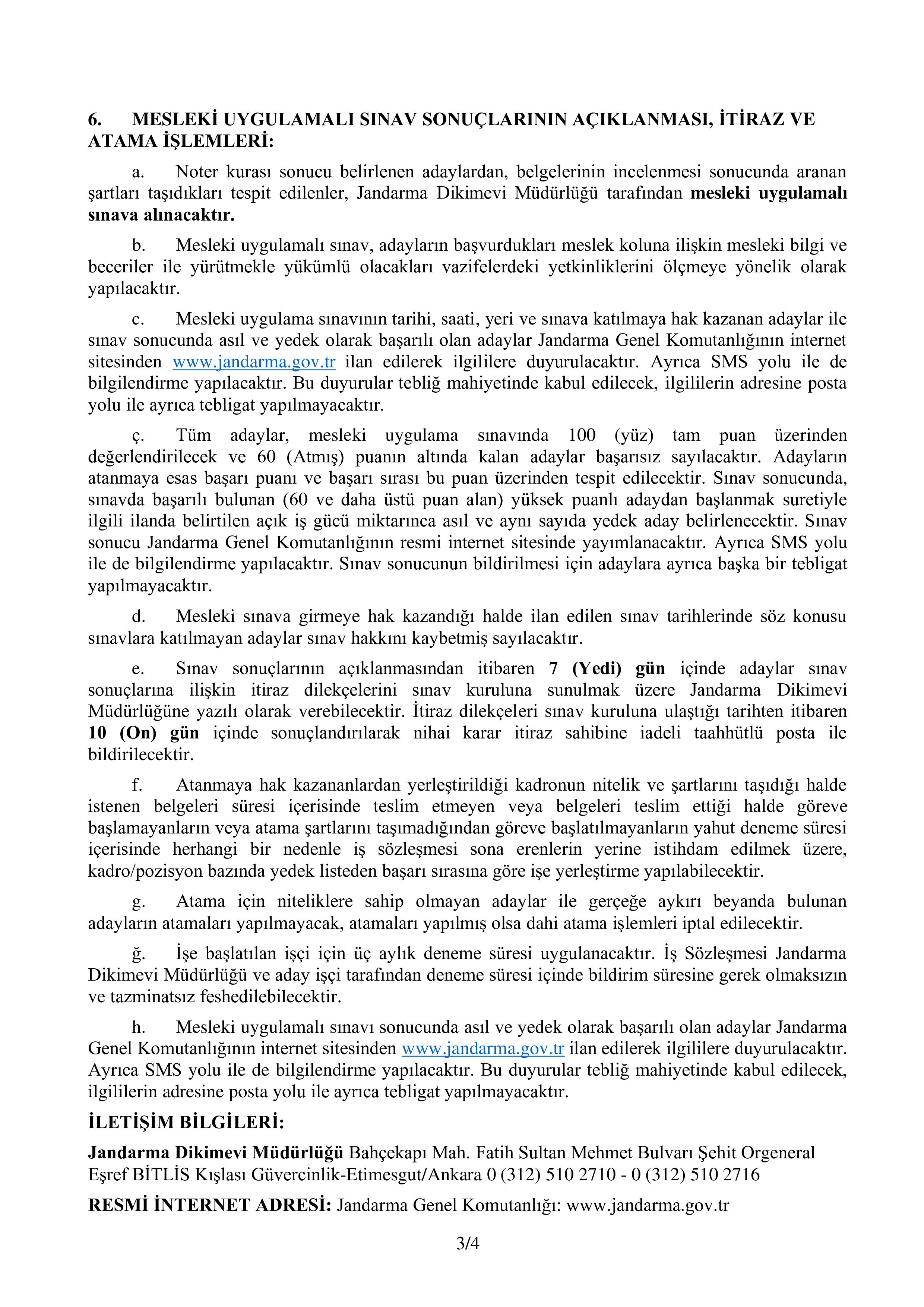 İlan İçeriği Sayfa 3 JANDARMA GENEL KOMUTANLIĞI TMSY KAPSAMINDA 1 SüREKLİ İŞÇİ ALACAK ( 27 Ocak - 2 Şubat) İlan İçeriği Sayfa 3