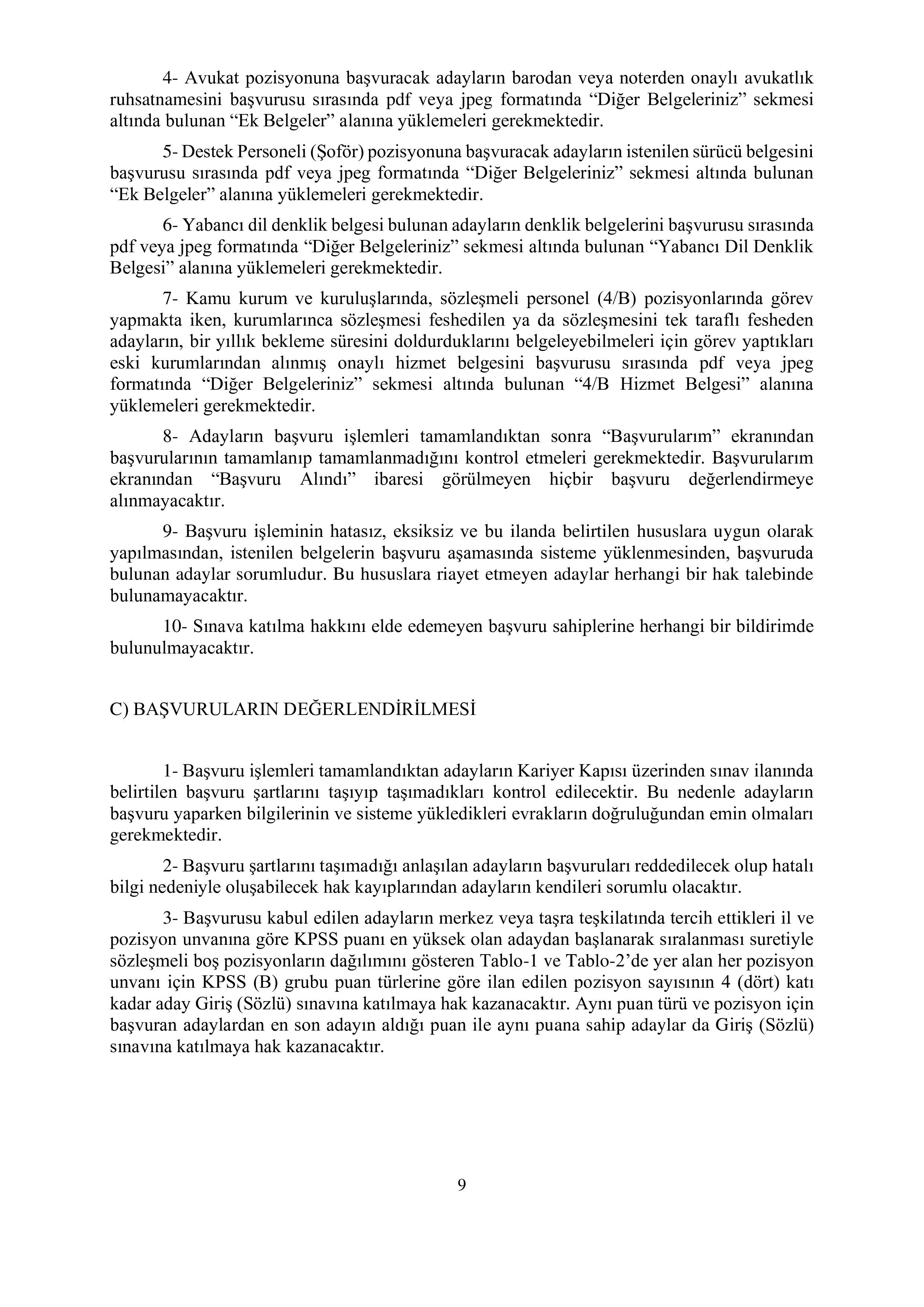 İlan İçeriği Sayfa 9 GÖÇ İDARESİ GENEL MÜDÜRLÜĞÜ 119 SÖZLEŞMELİ PERSONEL ALACAK ( 28 Ekim - 8 Kasım) İlan İçeriği Sayfa 9
