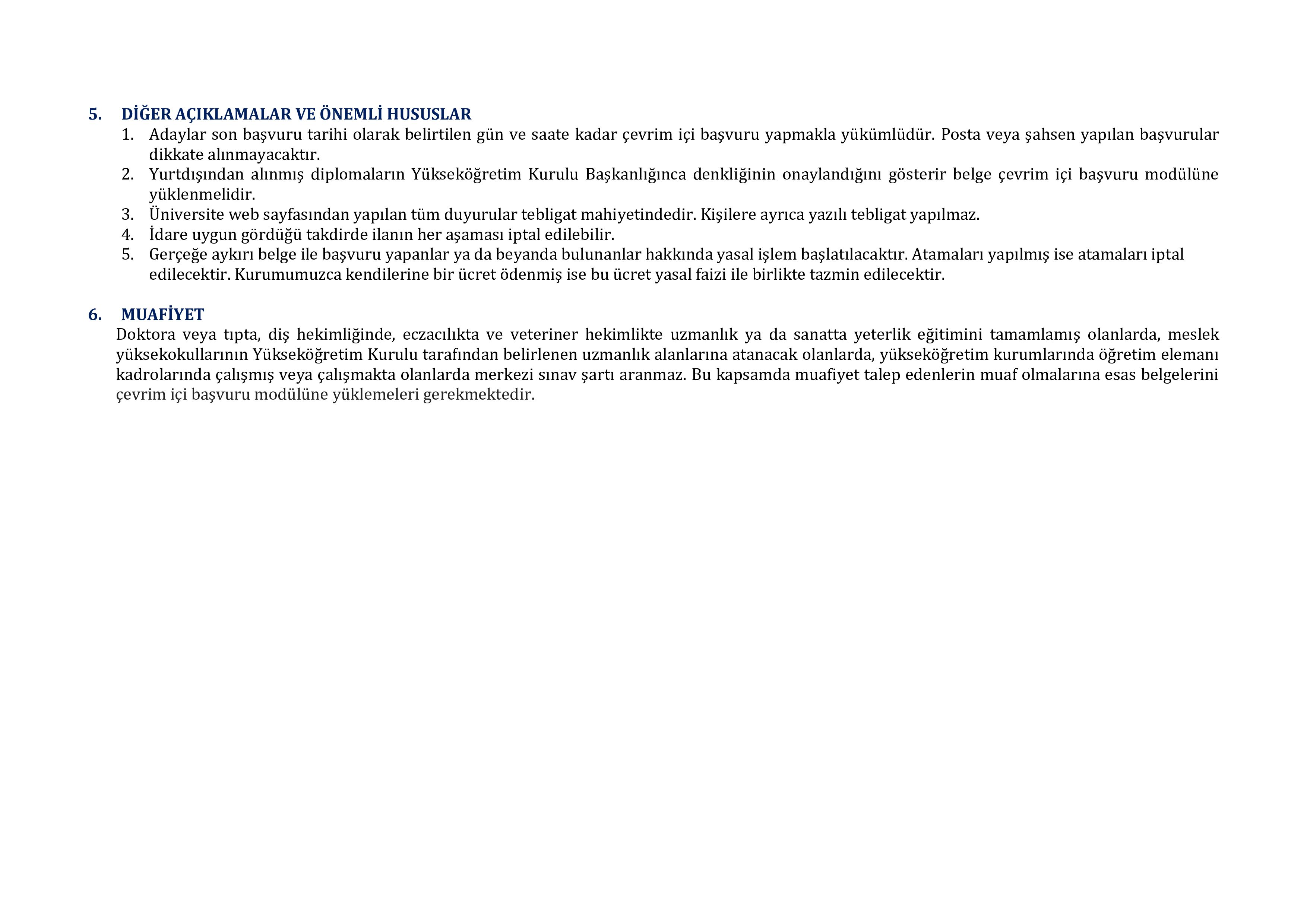 BARTIN ÜNİVERSİTESİ 4 ÖĞRETİM ELEMANI ALACAK ( 28 Kasım - 12 Aralık) İlan İçeriği Sayfa 3