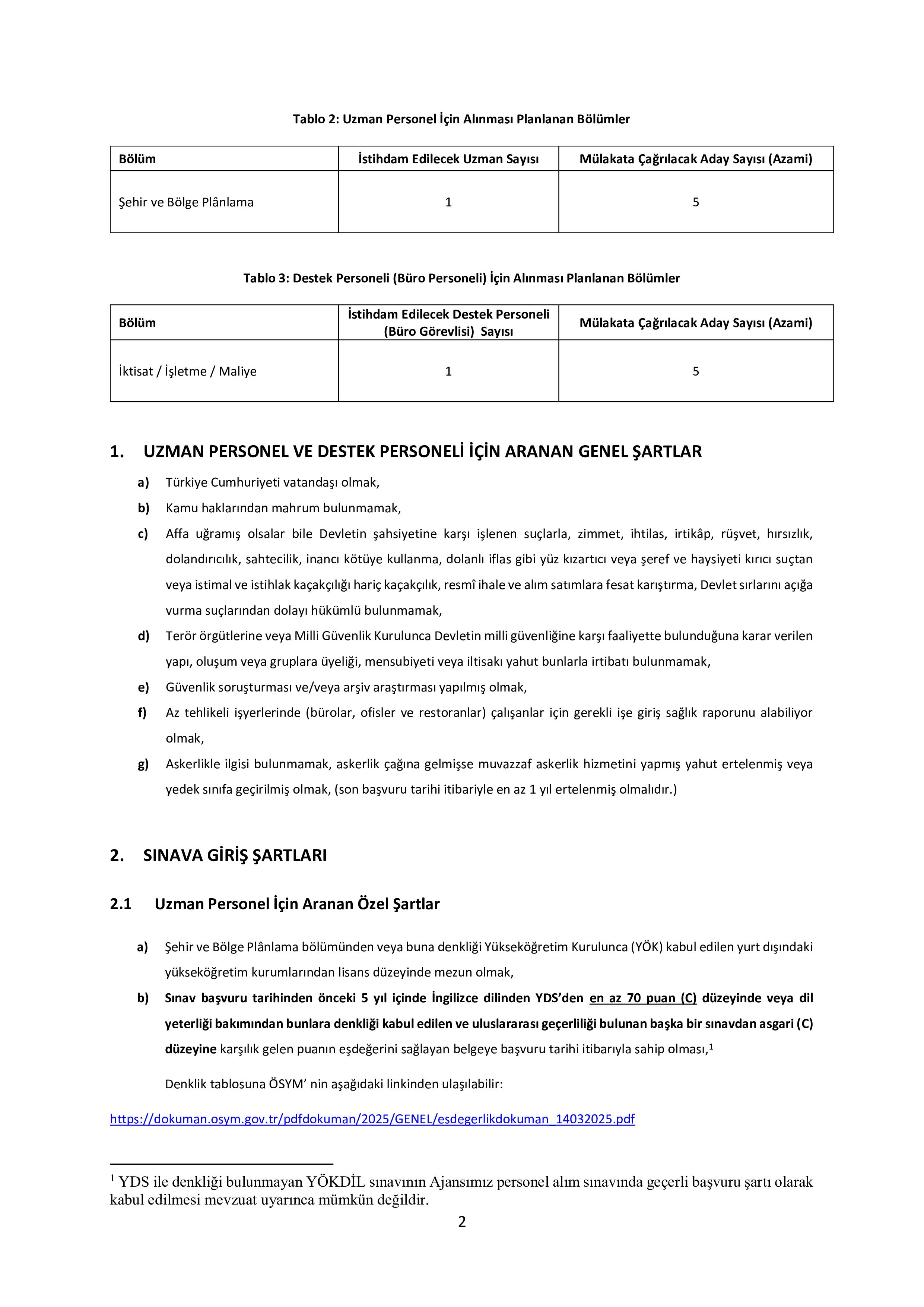 GÜNEY MARMARA KALKINMA AJANSI 2 SÖZLEŞMELİ PERSONEL ALACAK ( 19 Aralık - 2 Ocak) İlan İçeriği Sayfa 2