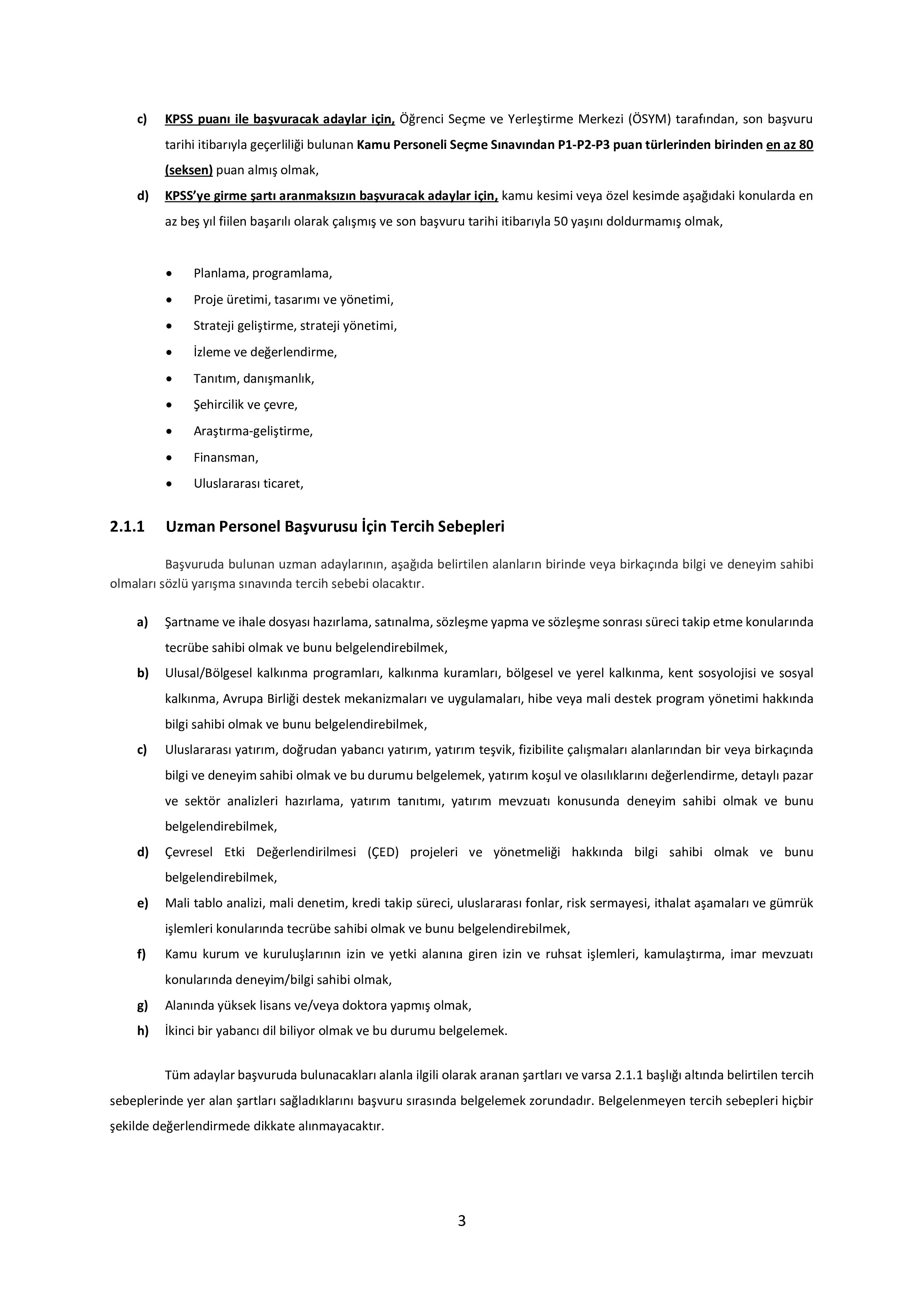GÜNEY MARMARA KALKINMA AJANSI 2 SÖZLEŞMELİ PERSONEL ALACAK ( 19 Aralık - 2 Ocak) İlan İçeriği Sayfa 3