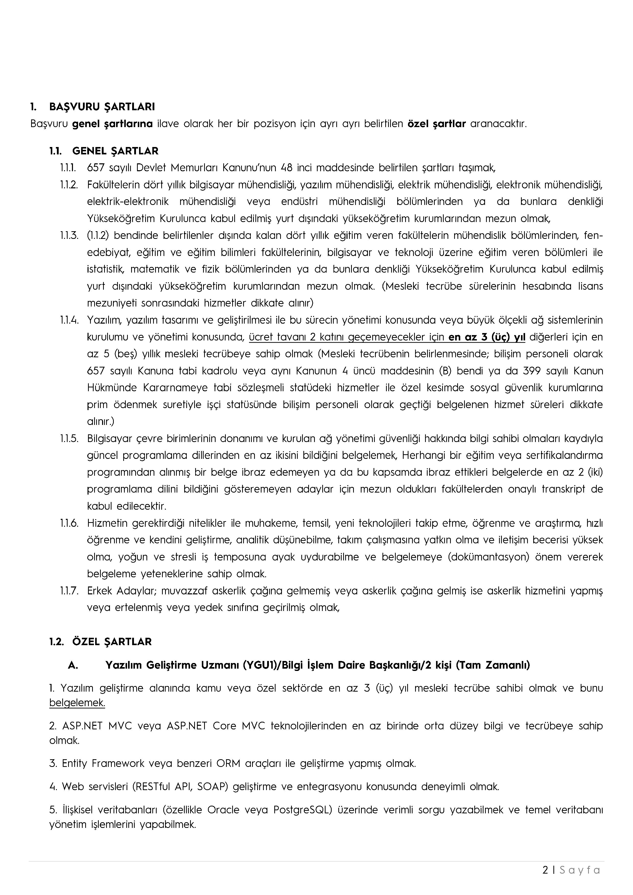 KARADENİZ TEKNİK ÜNİVERSİTESİ 4  ALACAK ( 28 Kasım - 12 Aralık) İlan İçeriği Sayfa 2