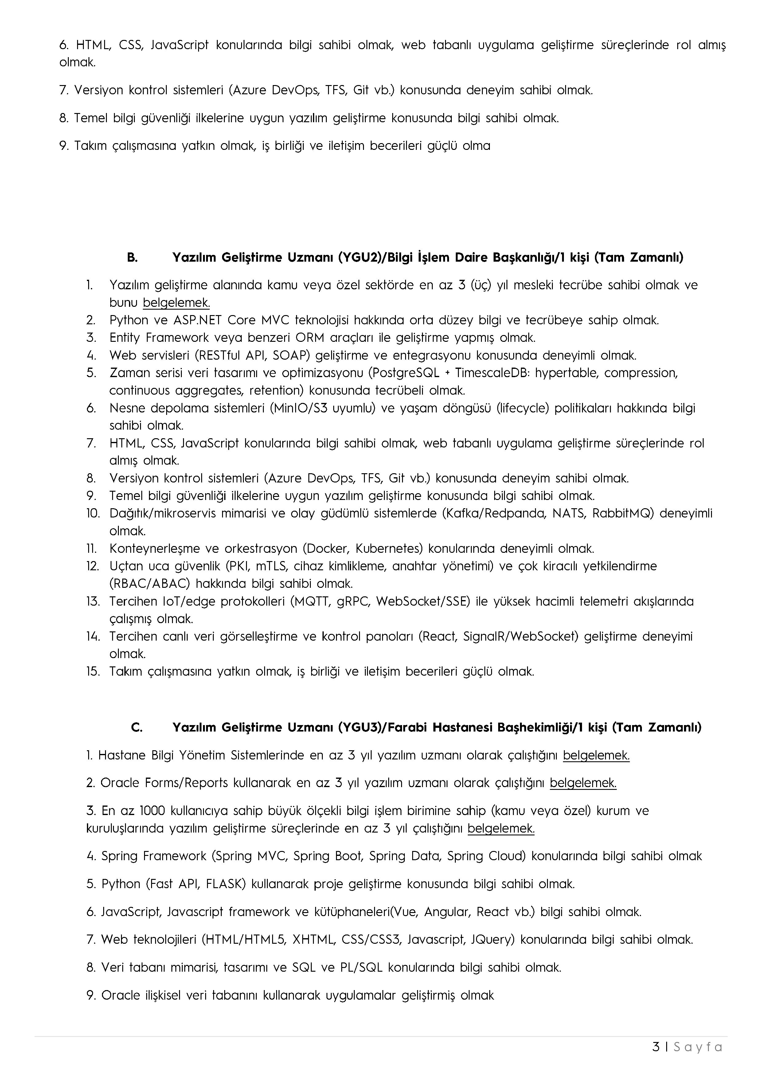 KARADENİZ TEKNİK ÜNİVERSİTESİ 4  ALACAK ( 28 Kasım - 12 Aralık) İlan İçeriği Sayfa 3