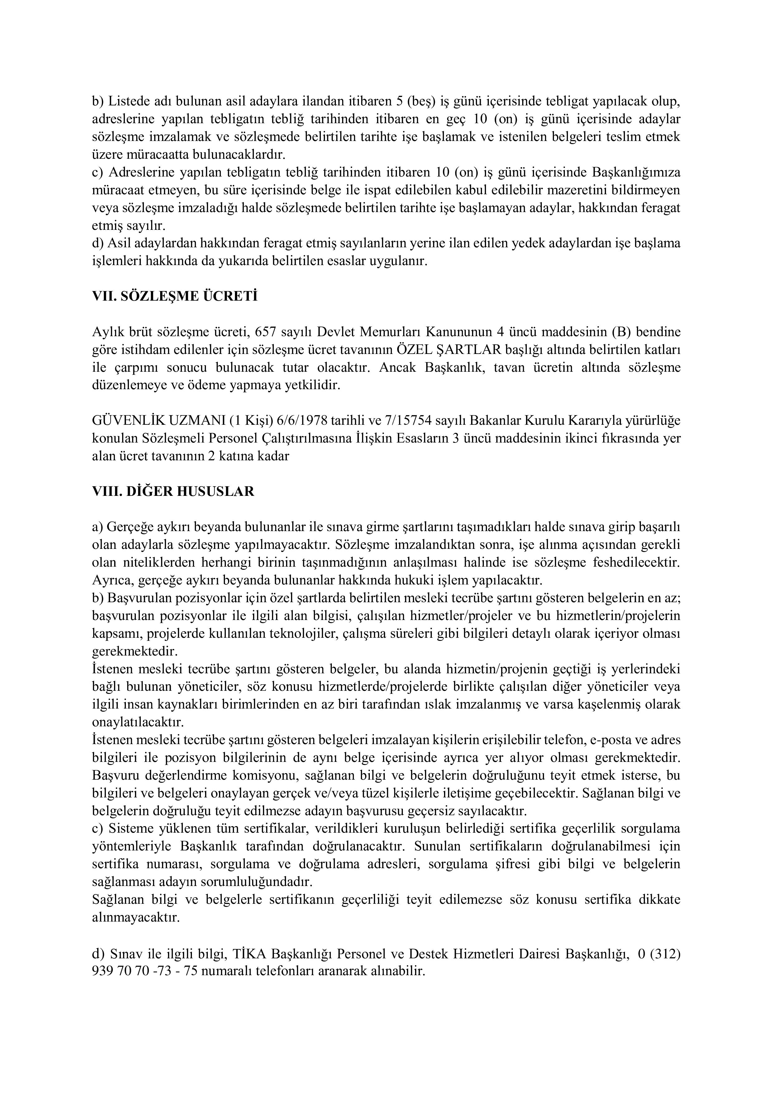 TÜRK İŞBİRLİĞİ VE KOORDİNASYON AJANSI BAŞKANLIĞI 1  SÖZLEŞMELİ BİLİŞİM PERSONELİ ALACAK ( 1 Aralık - 31 Aralık) İlan İçeriği Sayfa 4