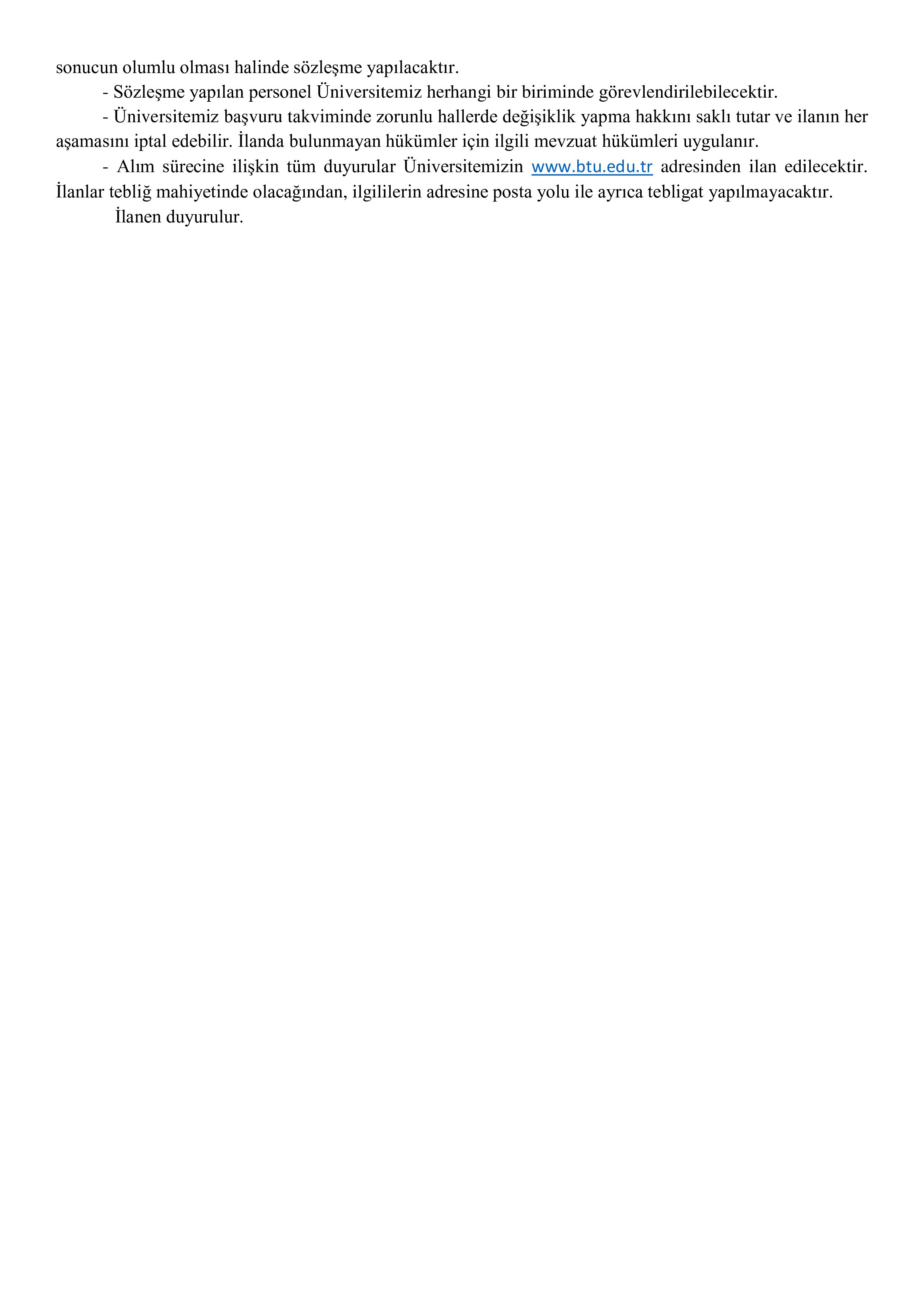 BURSA TEKNİK ÜNİVERSİTESİ 2 SÖZLEŞMELİ KORUMA VE GÜVENLİK GÖREVLİSİ ALACAK ( 29 Aralık - 12 Ocak) İlan İçeriği Sayfa 3
