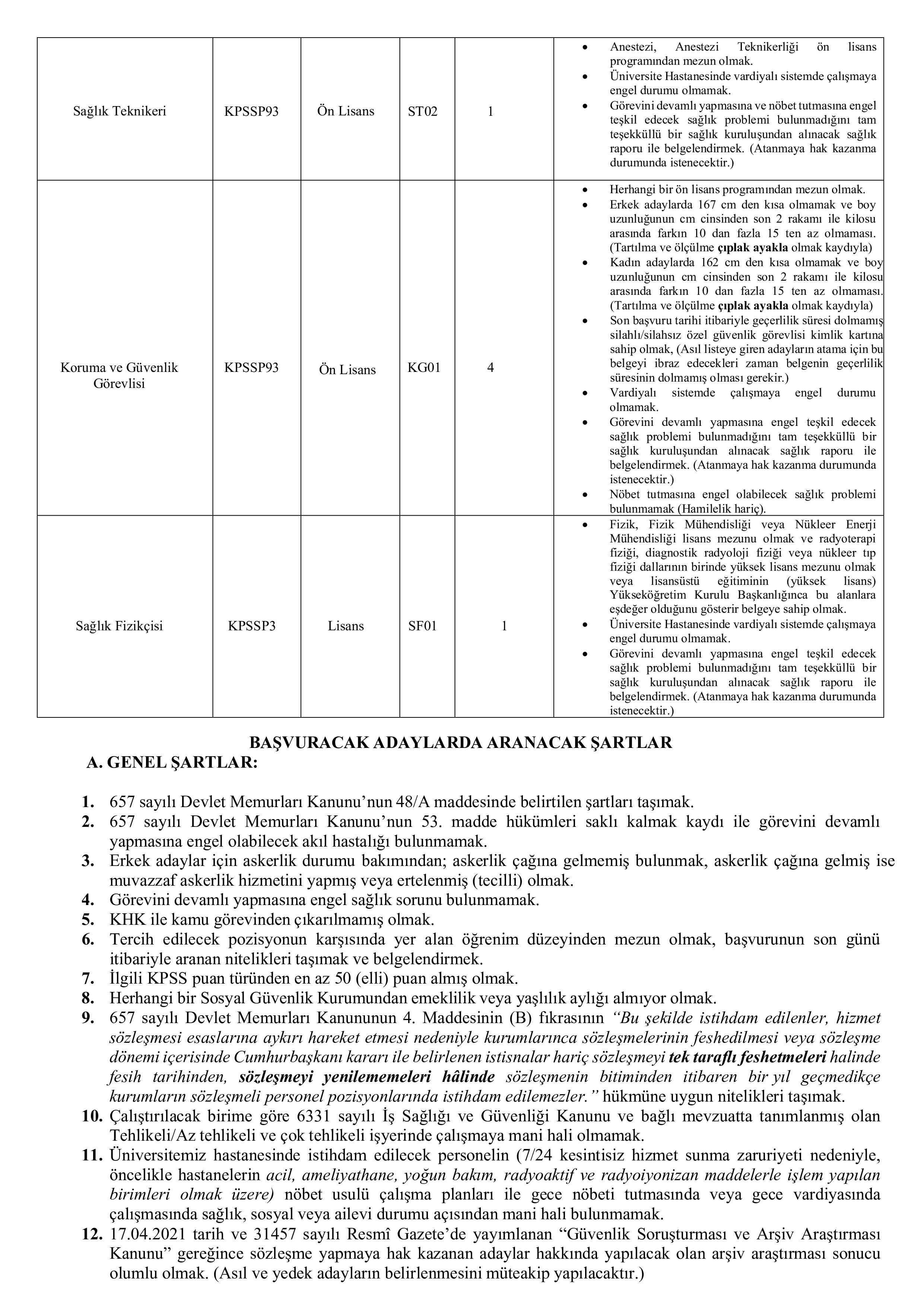 ZONGULDAK BÜLENT ECEVİT ÜNİVERSİTESİ 42 SÖZLEŞMELİ PERSONEL ALACAK ( 29 Aralık - 12 Ocak) İlan İçeriği Sayfa 2