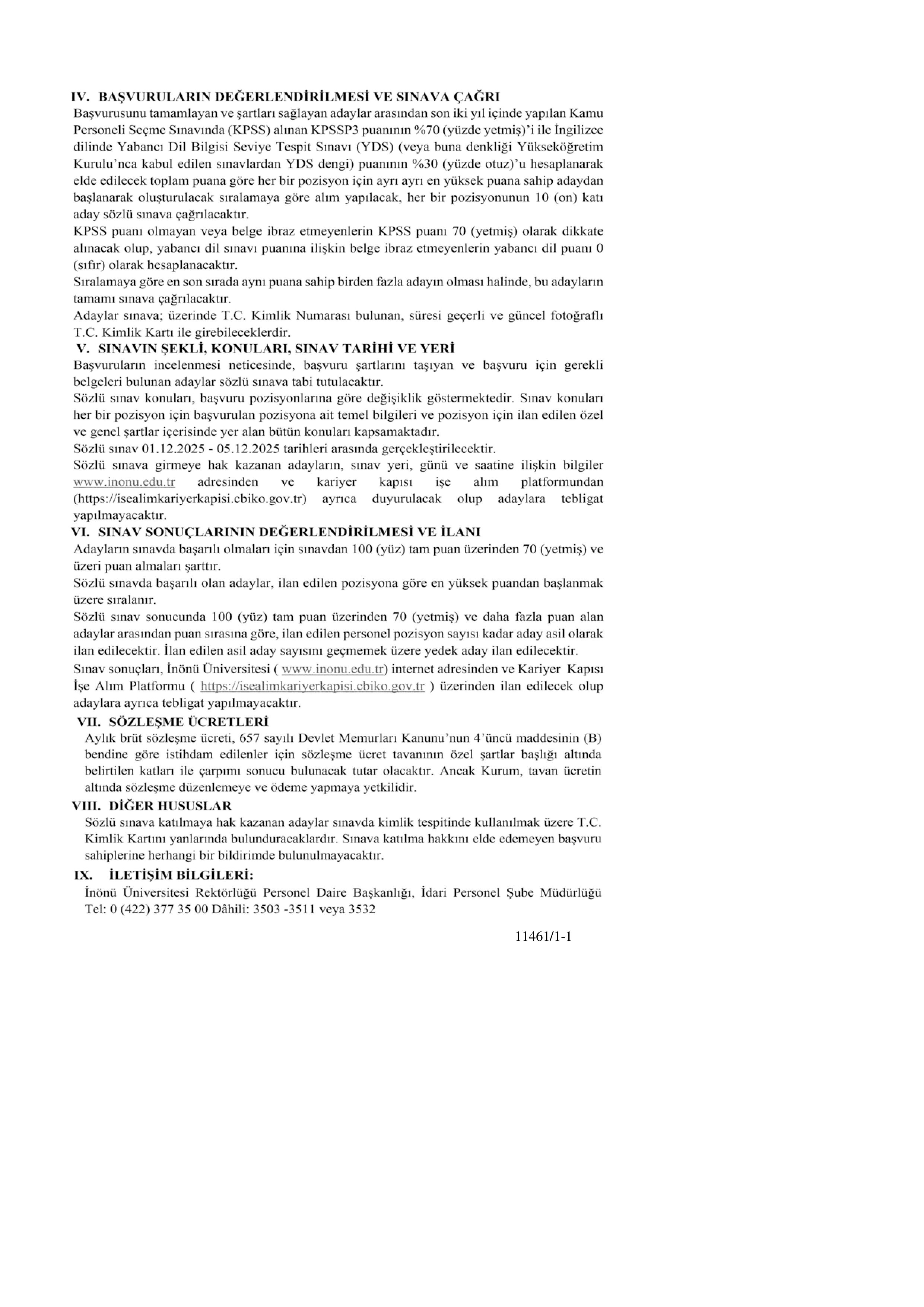 İNÖNÜ ÜNİVERSİTESİ 4  ALACAK ( 3 Kasım - 17 Kasım) İlan İçeriği Sayfa 5