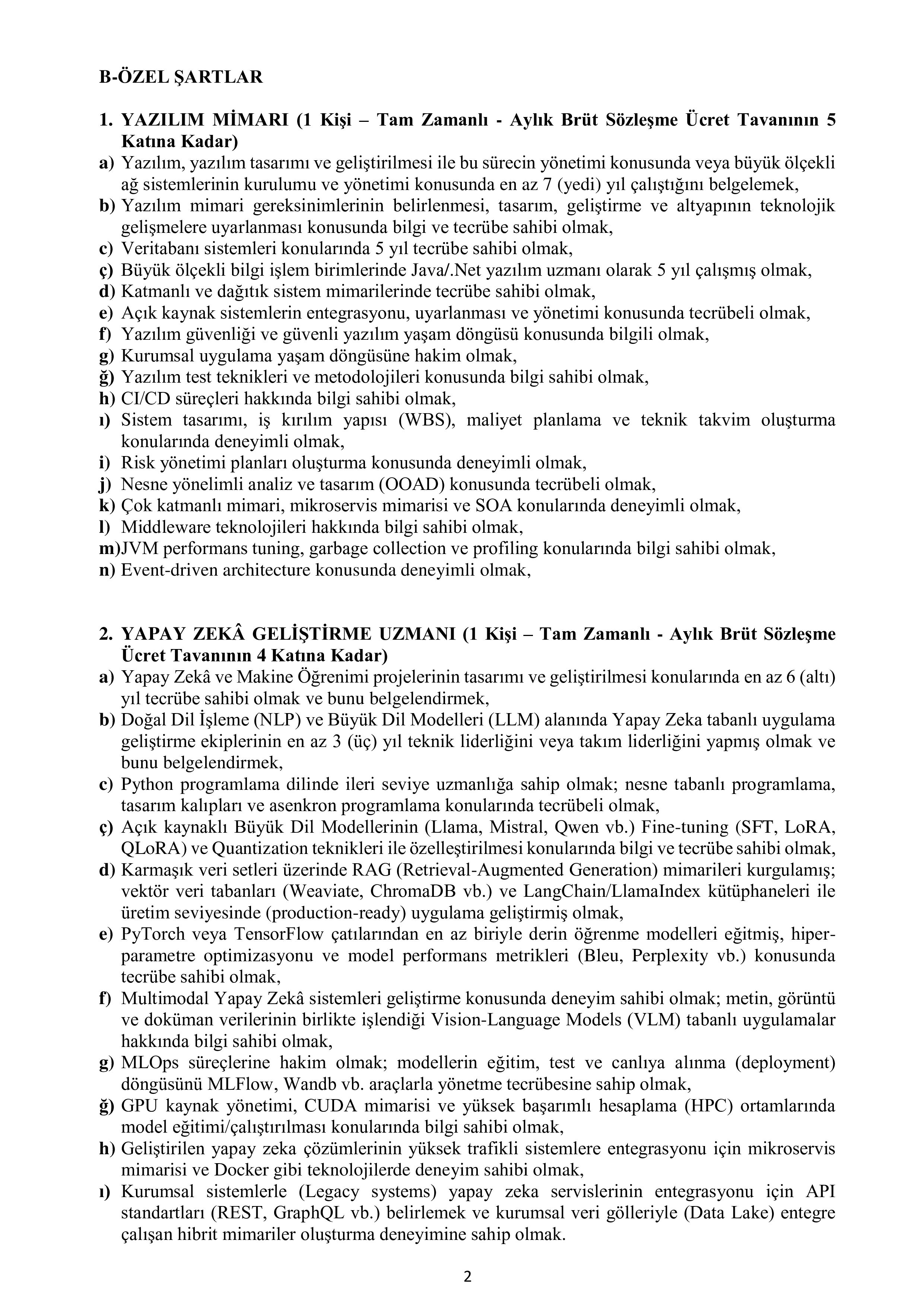 İÇİŞLERİ BAKANLIĞI 11  SÖZLEŞMELİ BİLİŞİM PERSONELİ ALACAK ( 13 Nisan - 19 Nisan) İlan İçeriği Sayfa 2