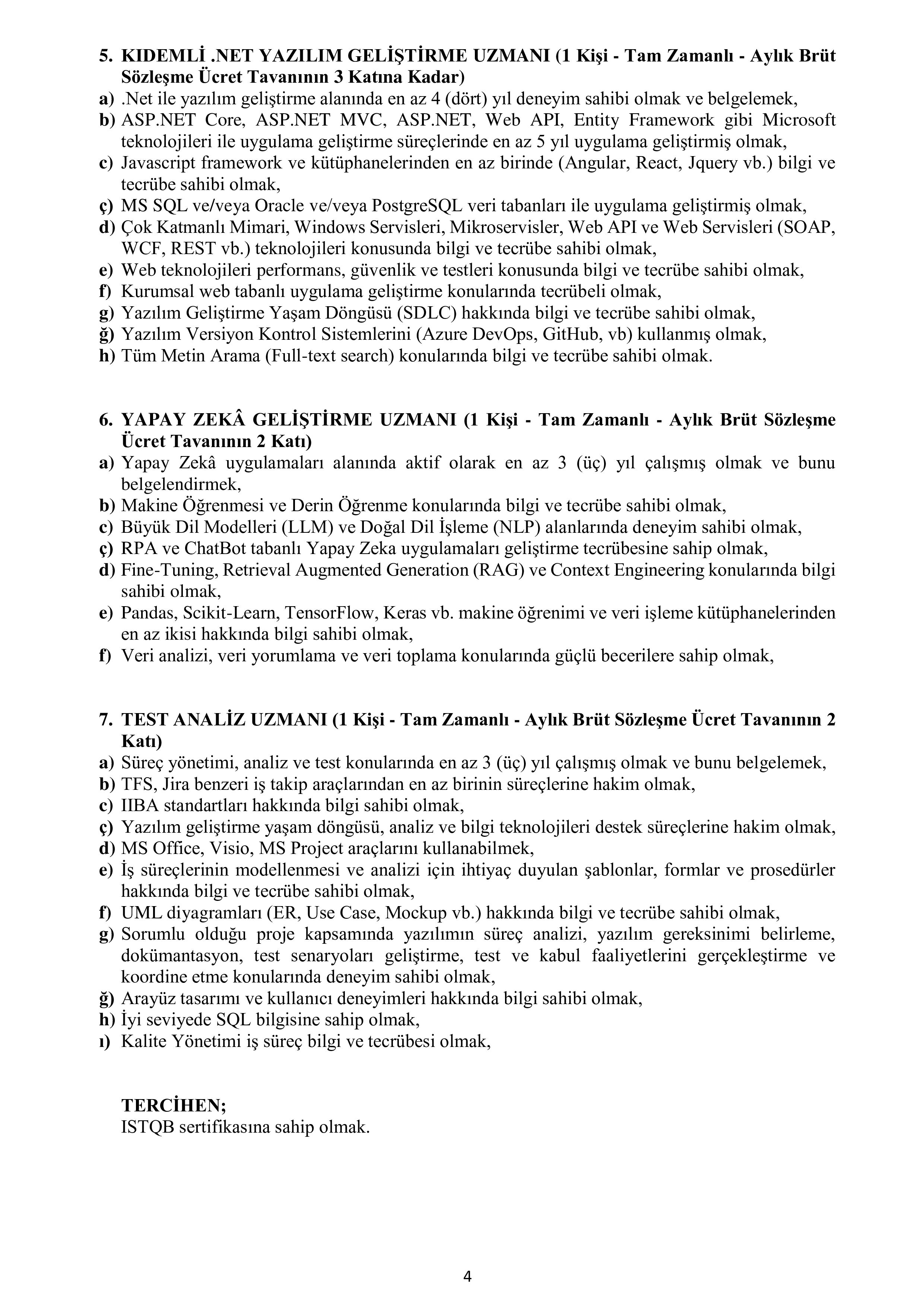İÇİŞLERİ BAKANLIĞI 11  SÖZLEŞMELİ BİLİŞİM PERSONELİ ALACAK ( 13 Nisan - 19 Nisan) İlan İçeriği Sayfa 4