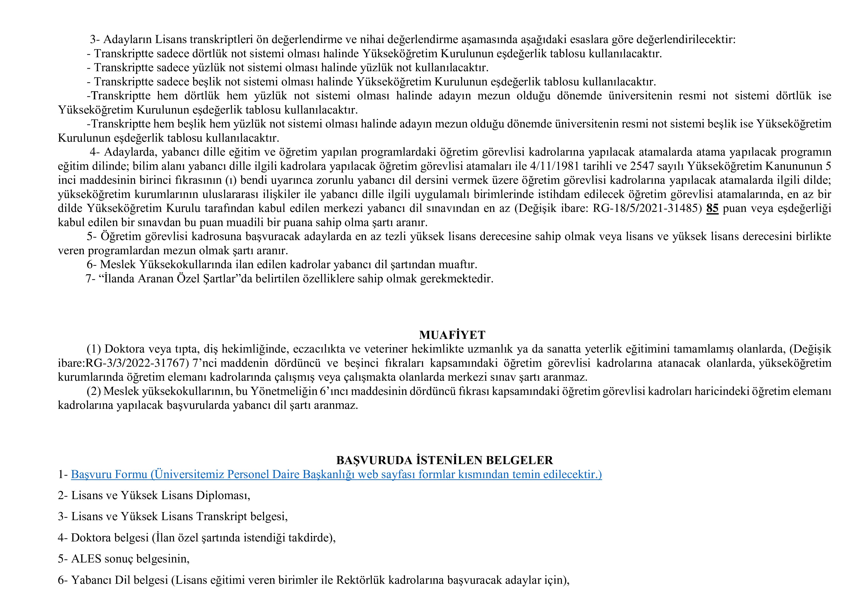 MUŞ ALPARSLAN ÜNİVERSİTESİ 36 ÖĞRETİM ELEMANI ALACAK ( 3 Temmuz - 17 Temmuz) İlan İçeriği Sayfa 6