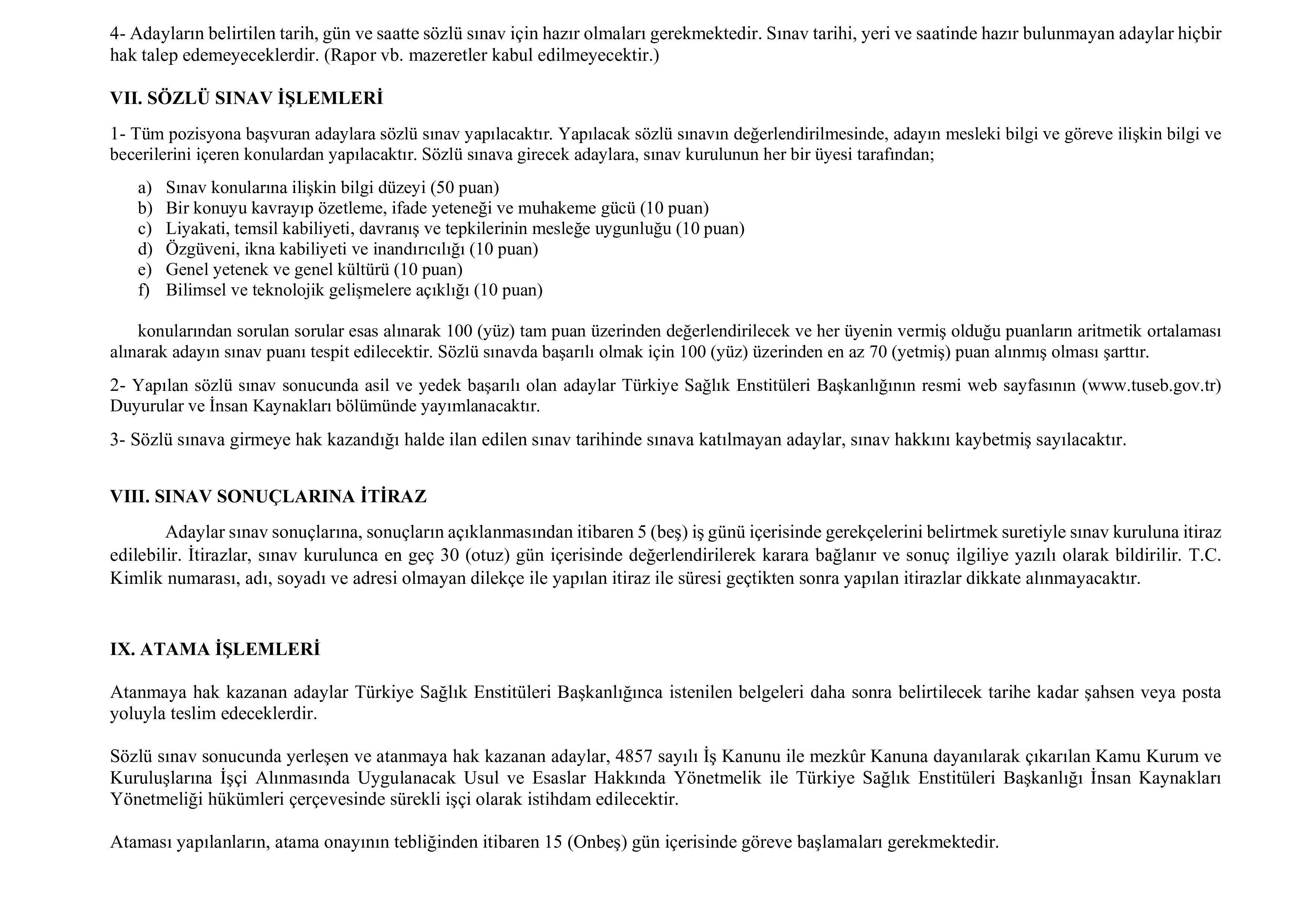 TÜRKİYE SAĞLIK ENSTİTÜLERİ BAŞKANLIĞI 15 SüREKLİ İŞÇİ ALACAK ( 6 Temmuz - 10 Temmuz) İlan İçeriği Sayfa 14