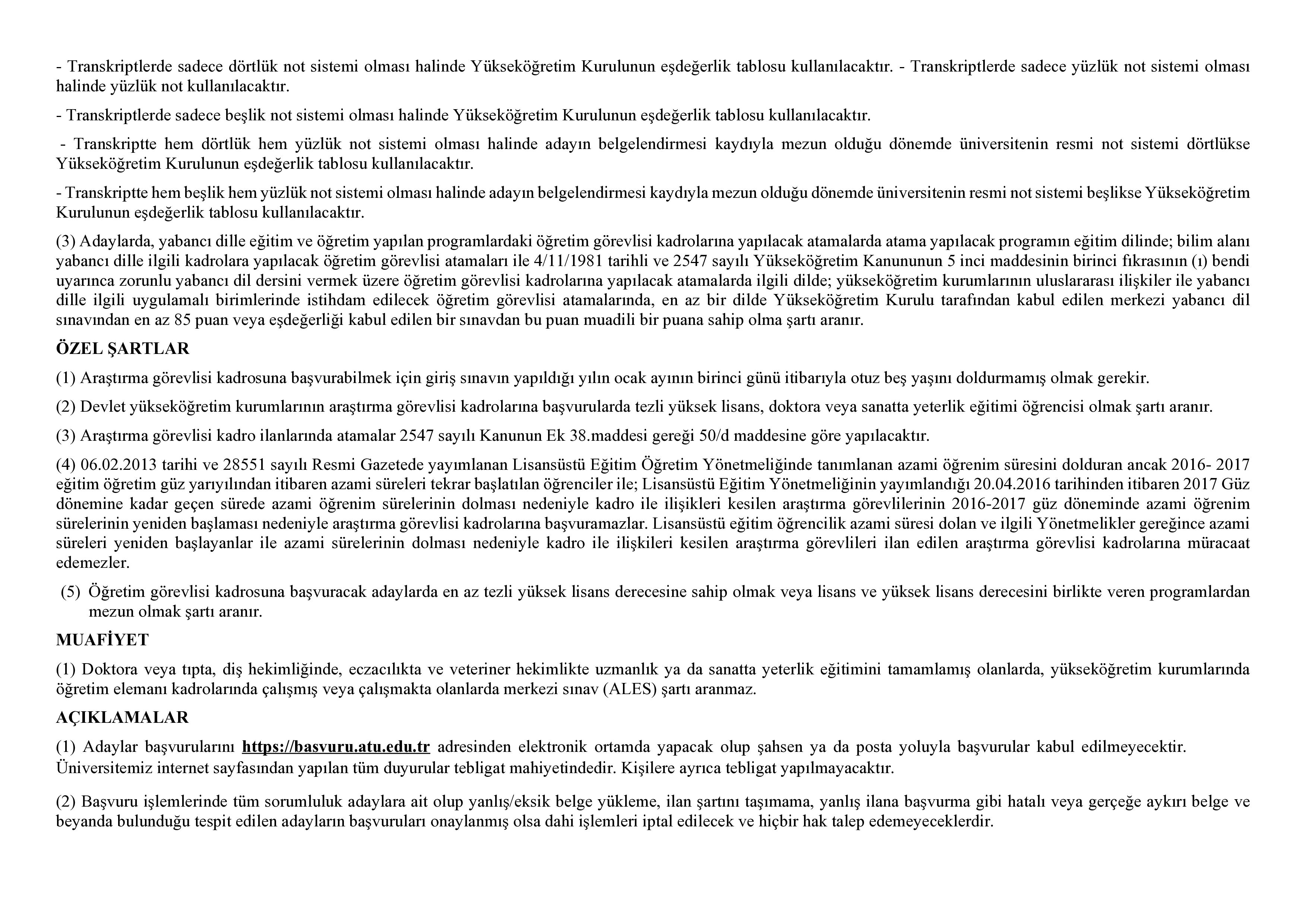ADANA ALPARSLAN TÜRKEŞ BİLİM VE TEKNOLOJİ ÜNİVERSİTESİ 43  ÖĞRETİM ELEMANI ALACAK ( 30 Aralık - 13 Ocak) İlan İçeriği Sayfa 10
