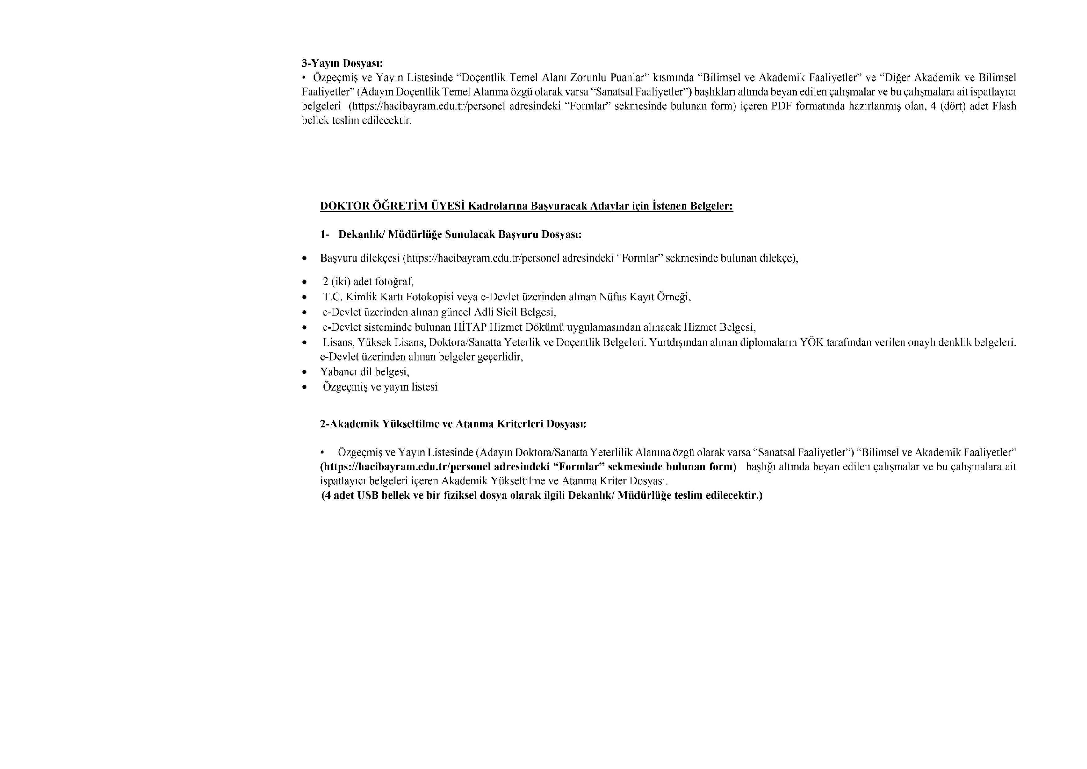 ANKARA HACI BAYRAM VELİ ÜNİVERSİTESİ 13 ÖĞRETİM ÜYESİ ALACAK ( 30 Aralık - 13 Ocak) İlan İçeriği Sayfa 3