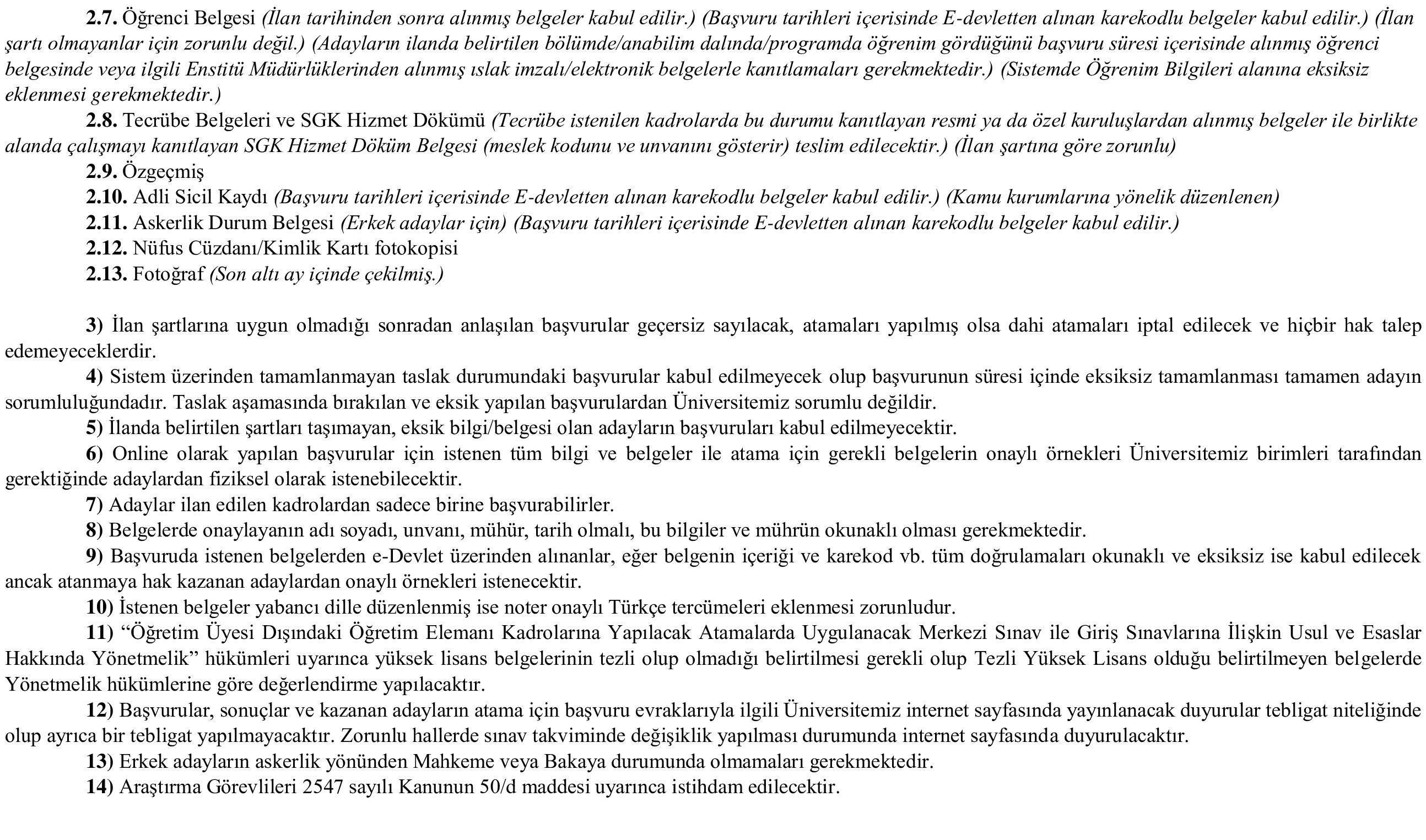 İlan İçeriği Sayfa 2 BANDIRMA ONYEDİ EYLÜL ÜNİVERSİTESİ 4 ÖĞRETİM ELEMANI ALACAK ( 30 Aralık - 13 Ocak) İlan İçeriği Sayfa 2