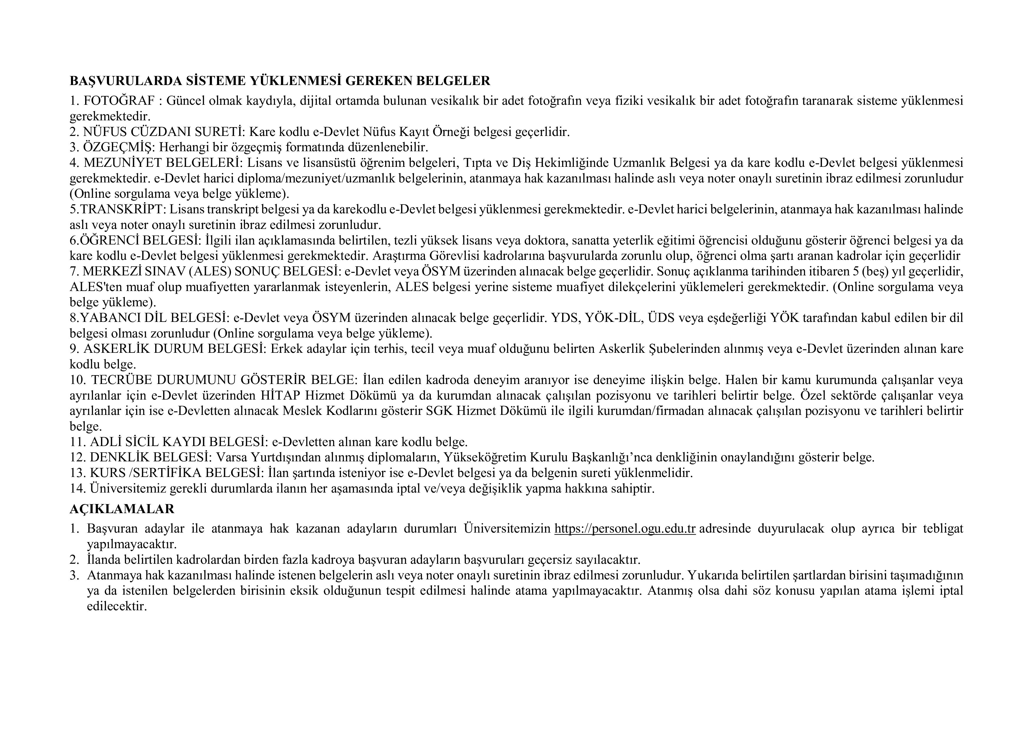 İlan İçeriği Sayfa 2 ESKİŞEHİR OSMANGAZİ ÜNİVERSİTESİ 5 ÖĞRETİM ELEMANI ALACAK ( 30 Aralık - 13 Ocak) İlan İçeriği Sayfa 2