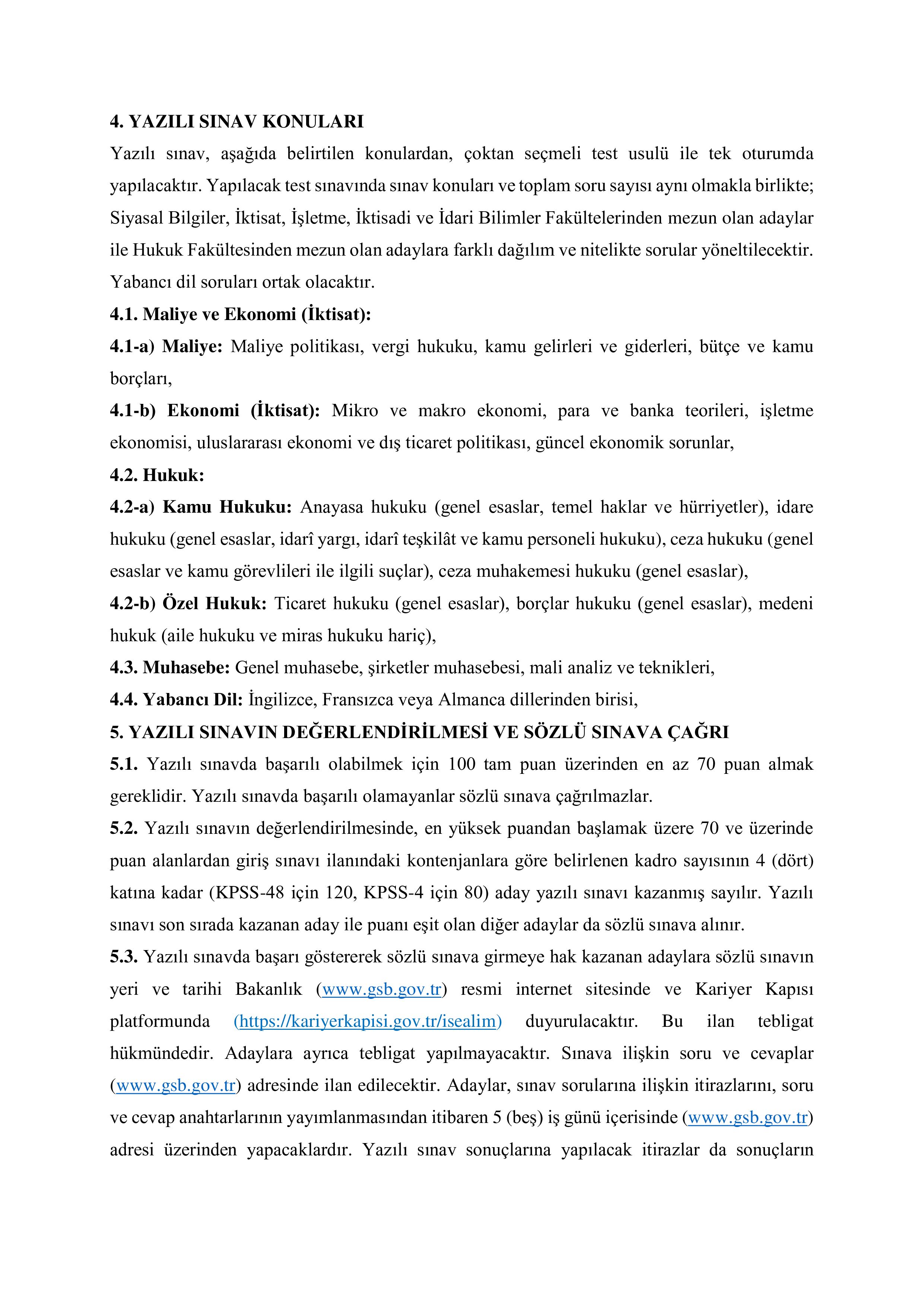 GENÇLİK VE SPOR BAKANLIĞI 50 MÜFETTİŞ YARDIMCISI ALACAK ( 9 Şubat - 23 Şubat) İlan İçeriği Sayfa 3