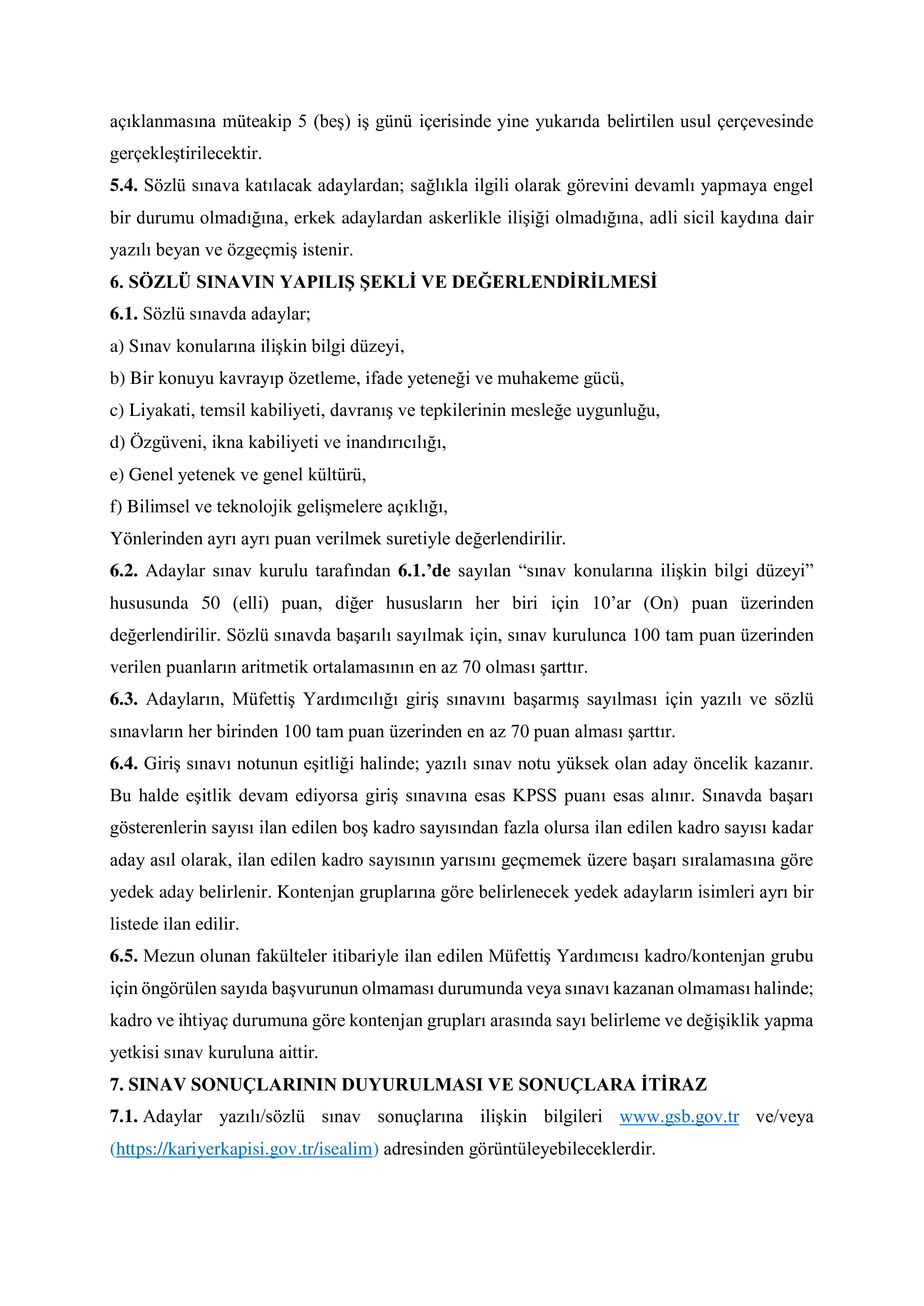 GENÇLİK VE SPOR BAKANLIĞI 50 MÜFETTİŞ YARDIMCISI ALACAK ( 9 Şubat - 23 Şubat) İlan İçeriği Sayfa 4