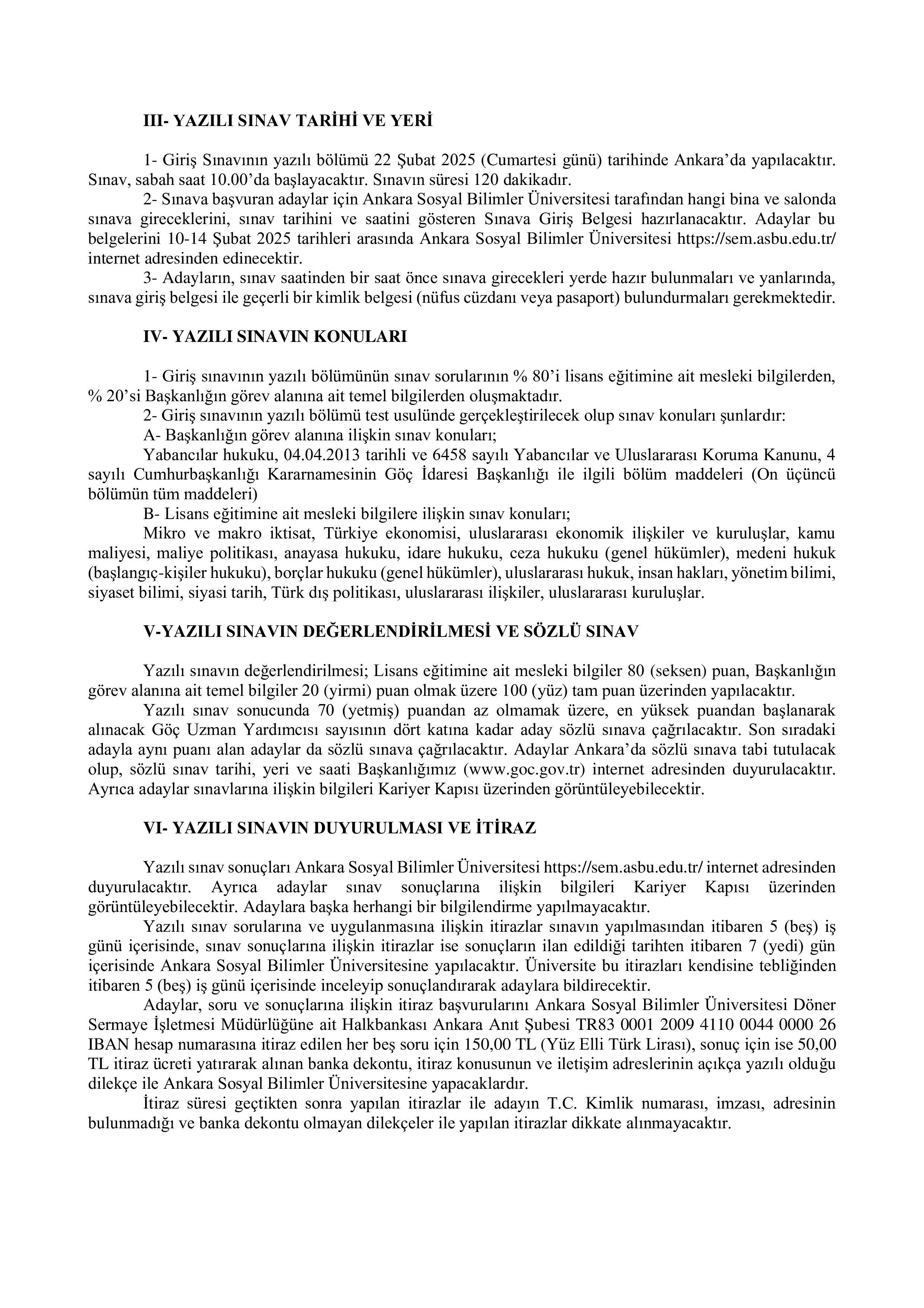 GÖÇ İDARESİ GENEL MÜDÜRLÜĞÜ 5 GÖÇ UZMAN YARDIMCISI ALACAK ( 13 Ocak - 19 Ocak) İlan İçeriği Sayfa 2