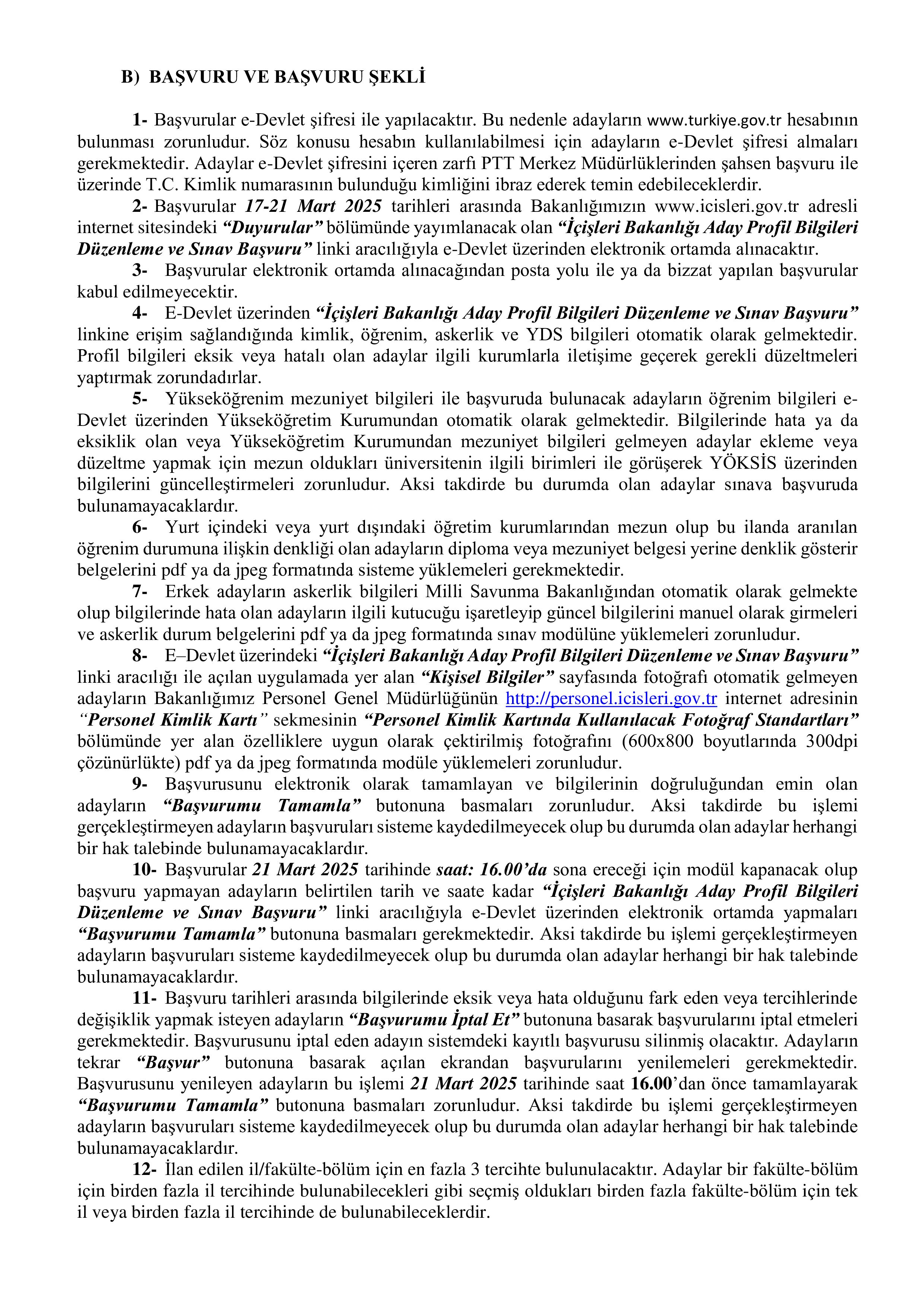 İÇİŞLERİ BAKANLIĞI 95 İL PLANLAMA UZMAN YARDIMCISI ALACAK ( 17 Mart - 21 Mart) İlan İçeriği Sayfa 3