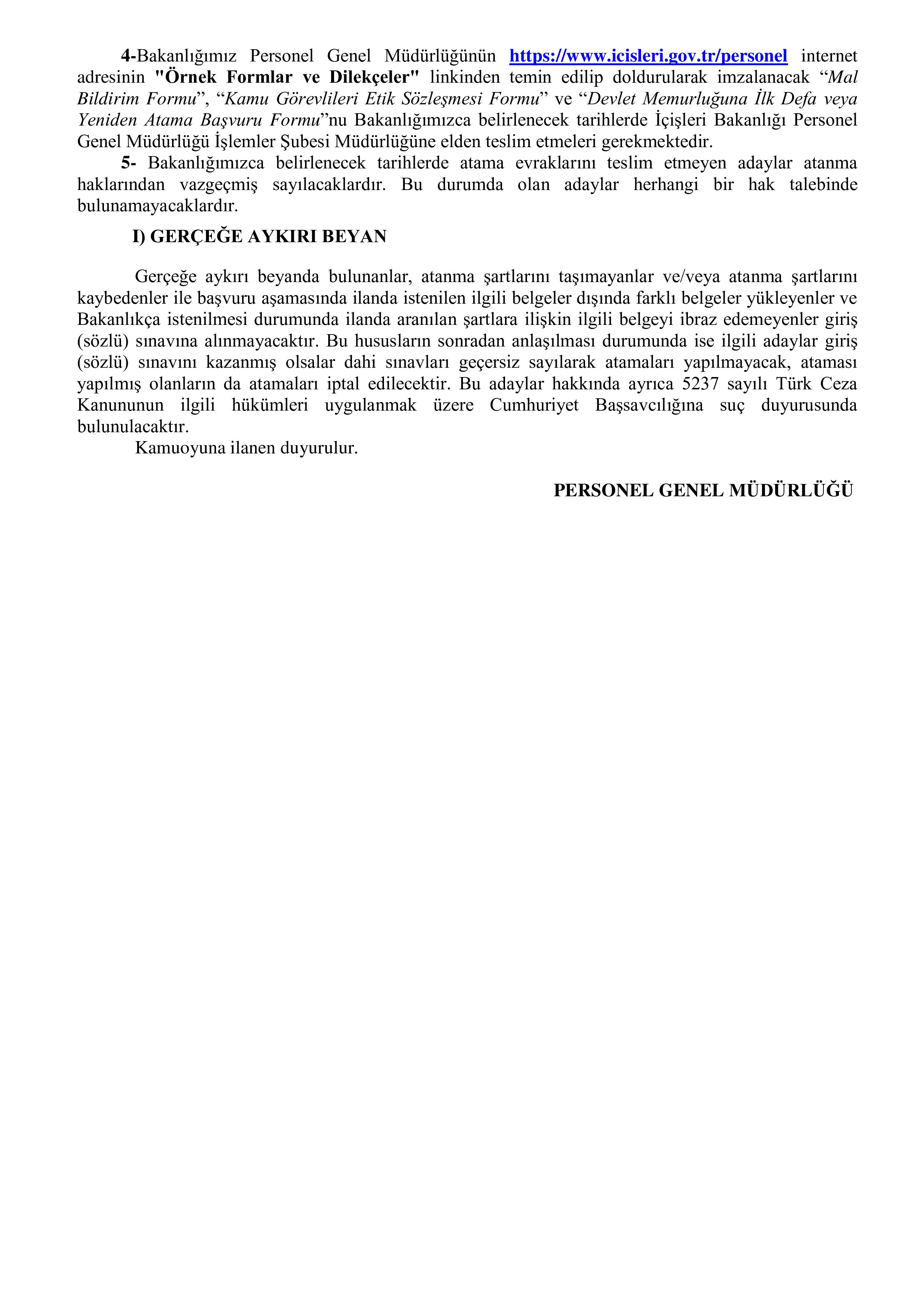 İÇİŞLERİ BAKANLIĞI 95 İL PLANLAMA UZMAN YARDIMCISI ALACAK ( 17 Mart - 21 Mart) İlan İçeriği Sayfa 6