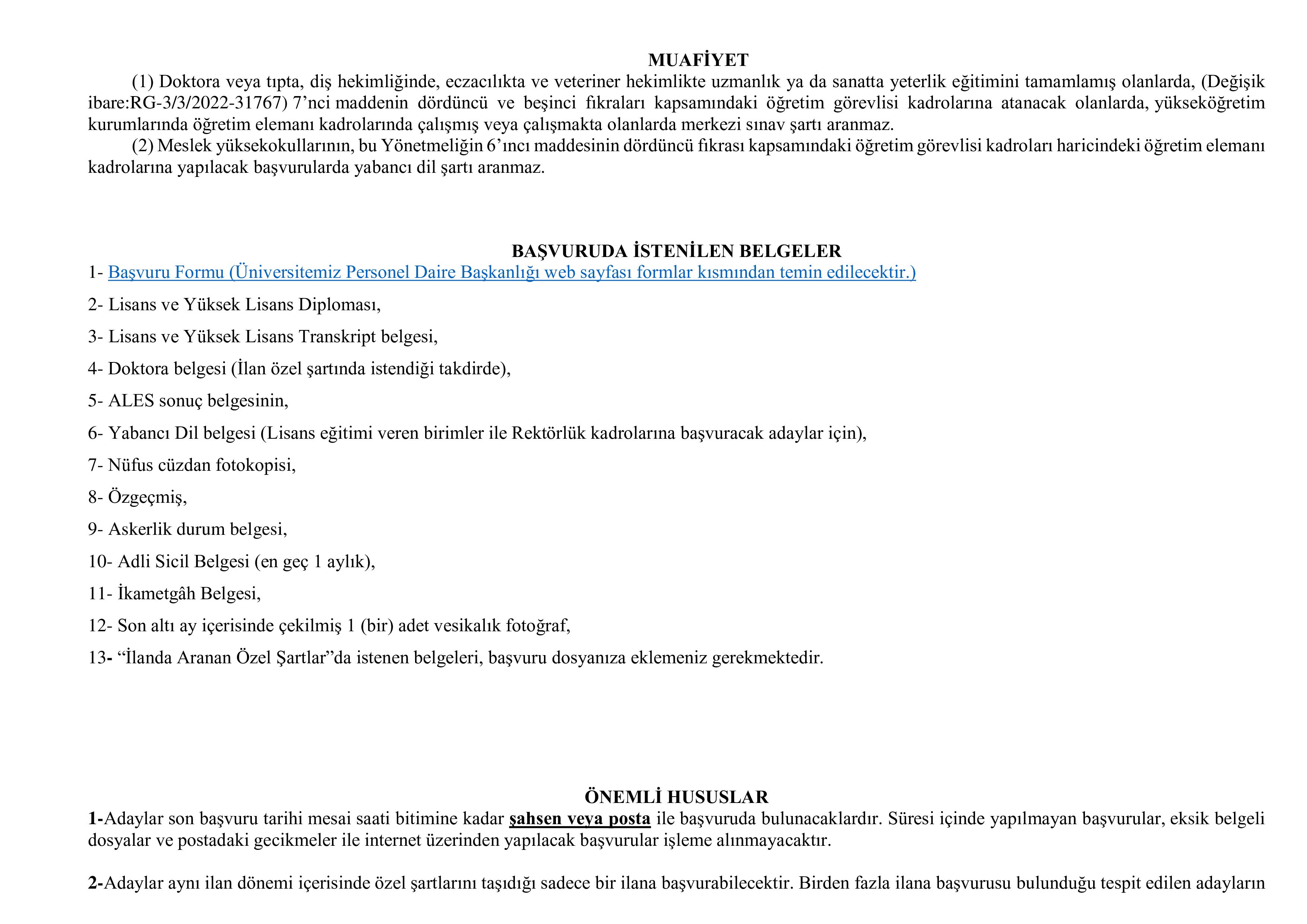 İlan İçeriği Sayfa 7 MUŞ ALPARSLAN ÜNİVERSİTESİ 39 ÖĞRETİM ELEMANI ALACAK ( 30 Aralık - 13 Ocak) İlan İçeriği Sayfa 7
