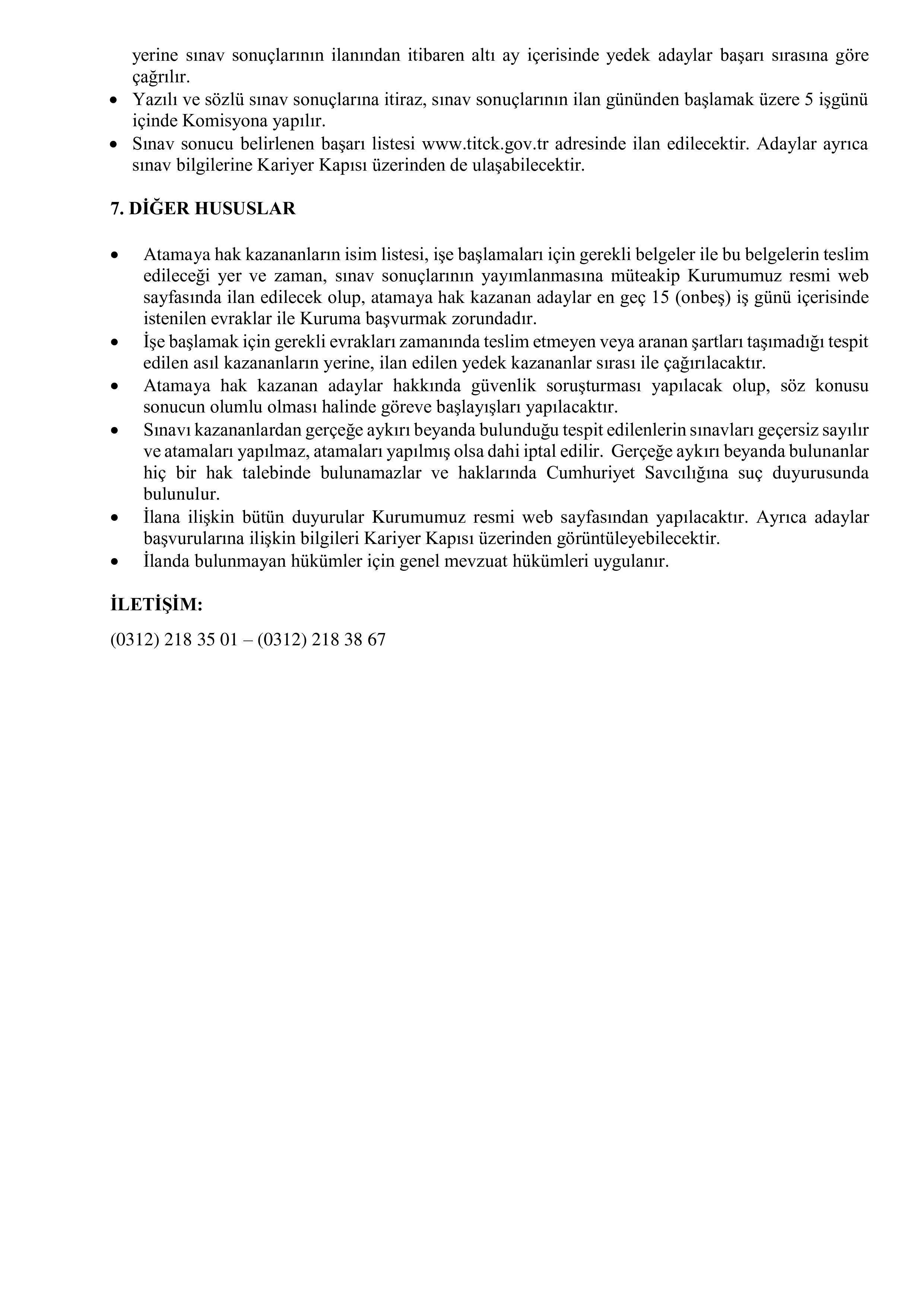 TÜRKİYE İLAÇ VE TIBBİ CİHAZ KURUMU 15 MÜFETTİŞ YARDIMCISI ALACAK ( 30 Aralık - 13 Ocak) İlan İçeriği Sayfa 4