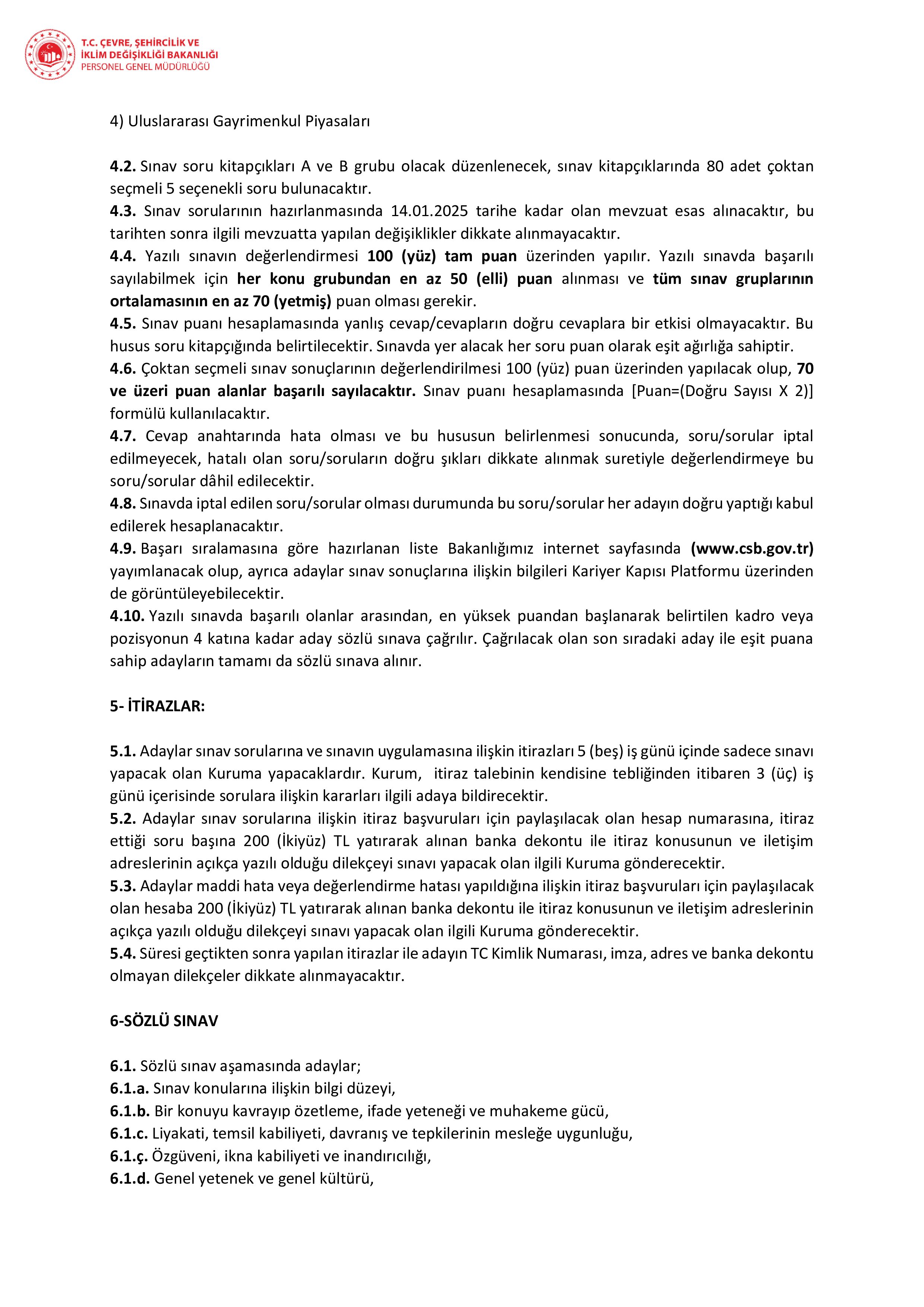 ÇEVRE, ŞEHİRCİLİK VE İKLİM DEĞİŞİKLİĞİ BAKANLIĞI 40 MİLLİ EMLAK DENETMEN YARDIMCISI ALACAK ( 30 Ocak - 9 Şubat) İlan İçeriği Sayfa 3