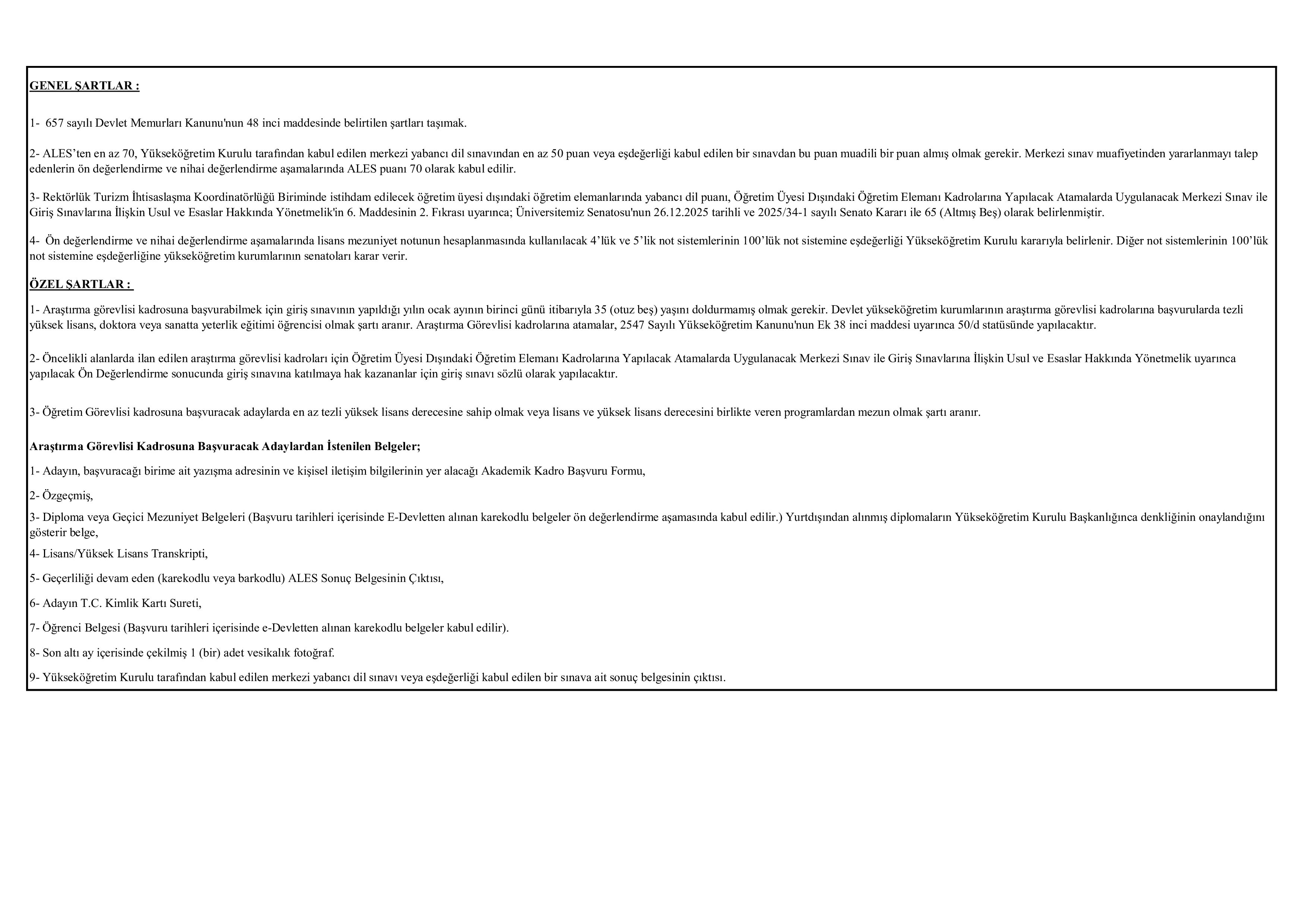 BİTLİS EREN ÜNİVERSİTESİ 4  ÖĞRETİM ELEMANI ALACAK ( 31 Aralık - 14 Ocak) İlan İçeriği Sayfa 2