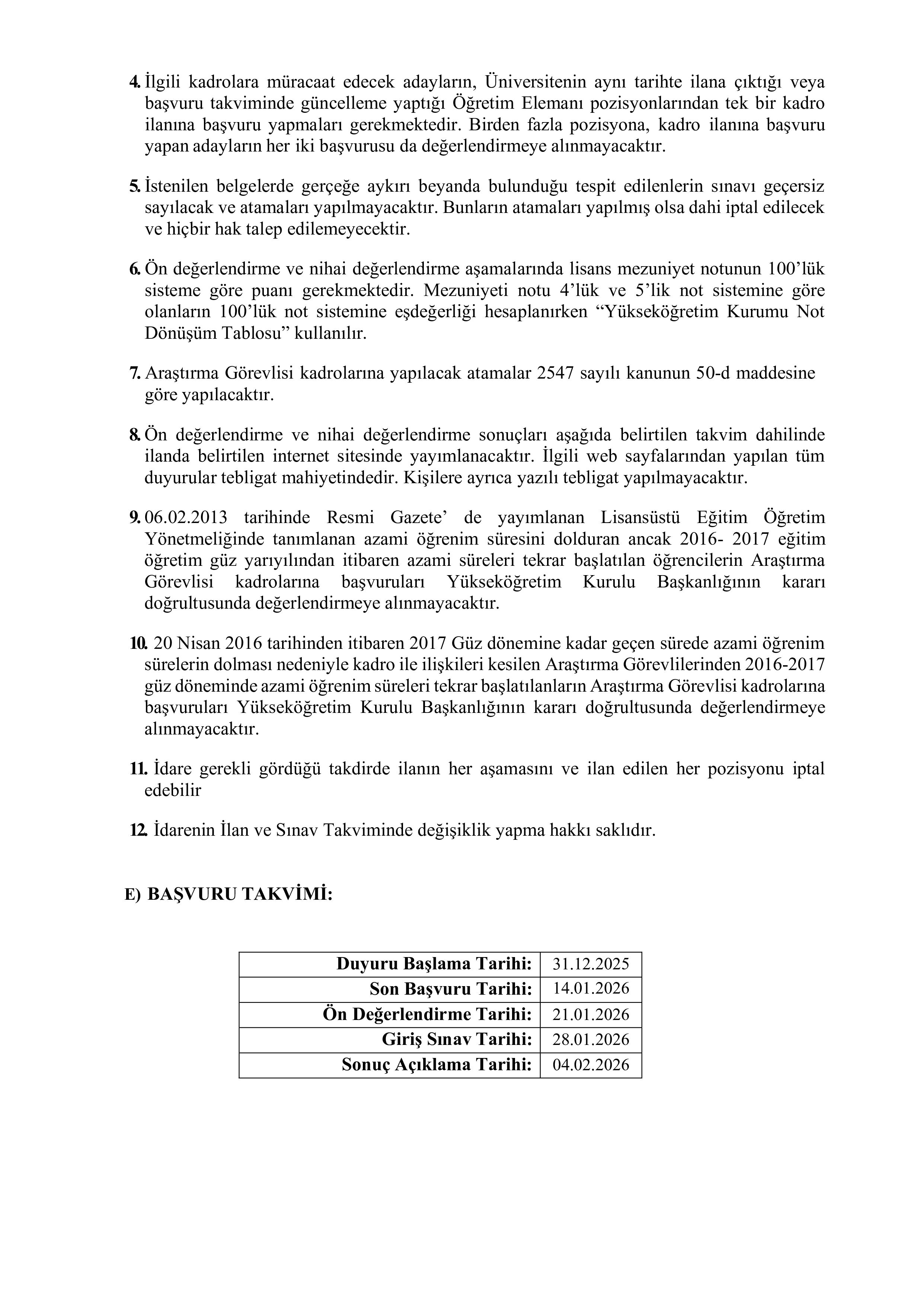 GAZİ ÜNİVERSİTESİ 72 ÖĞRETİM ÜYESİ ALACAK ( 31 Aralık - 14 Ocak) İlan İçeriği Sayfa 3