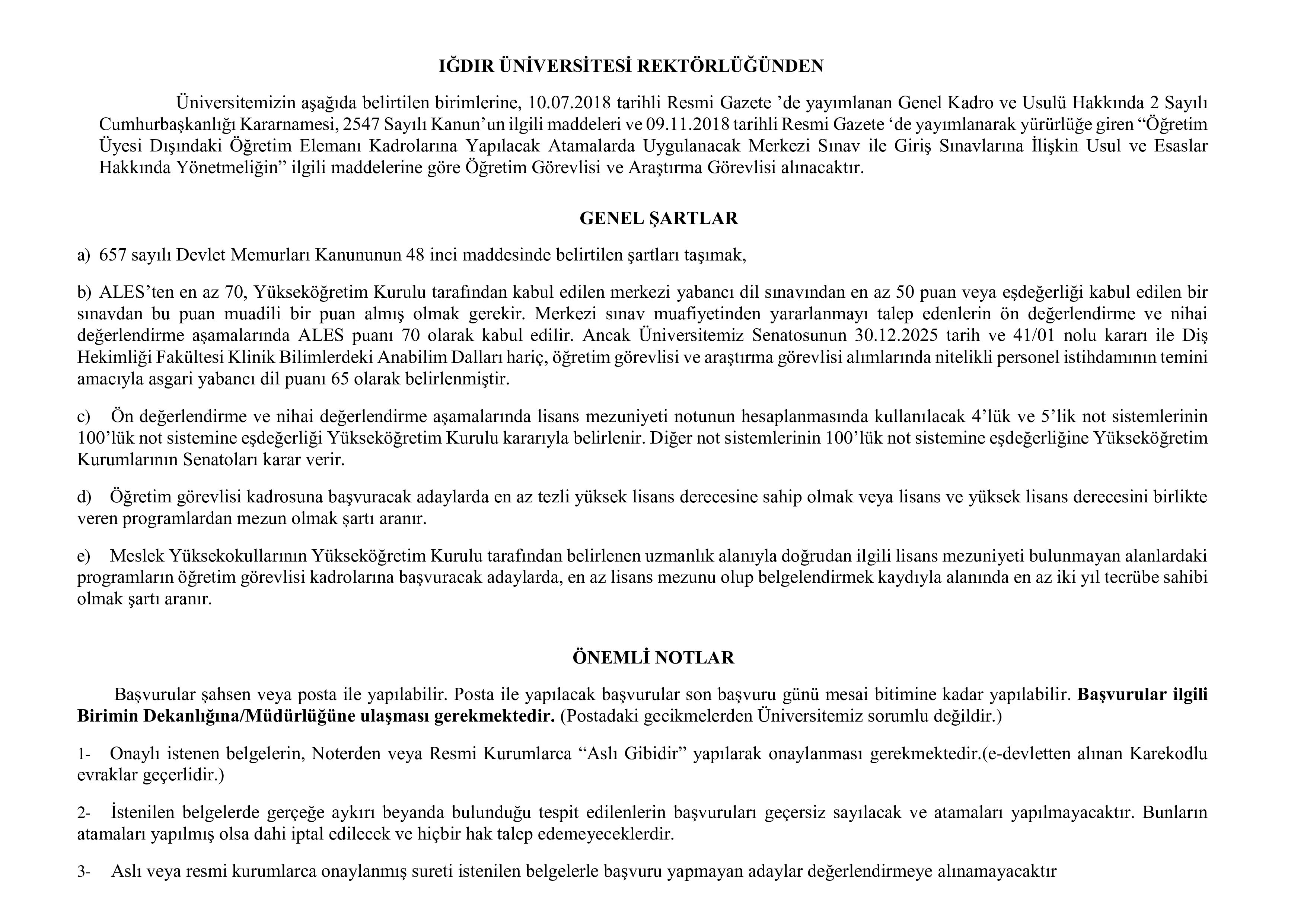 IĞDIR ÜNİVERSİTESİ 19  ALACAK ( 31 Aralık - 15 Ocak) İlan İçeriği Sayfa 3