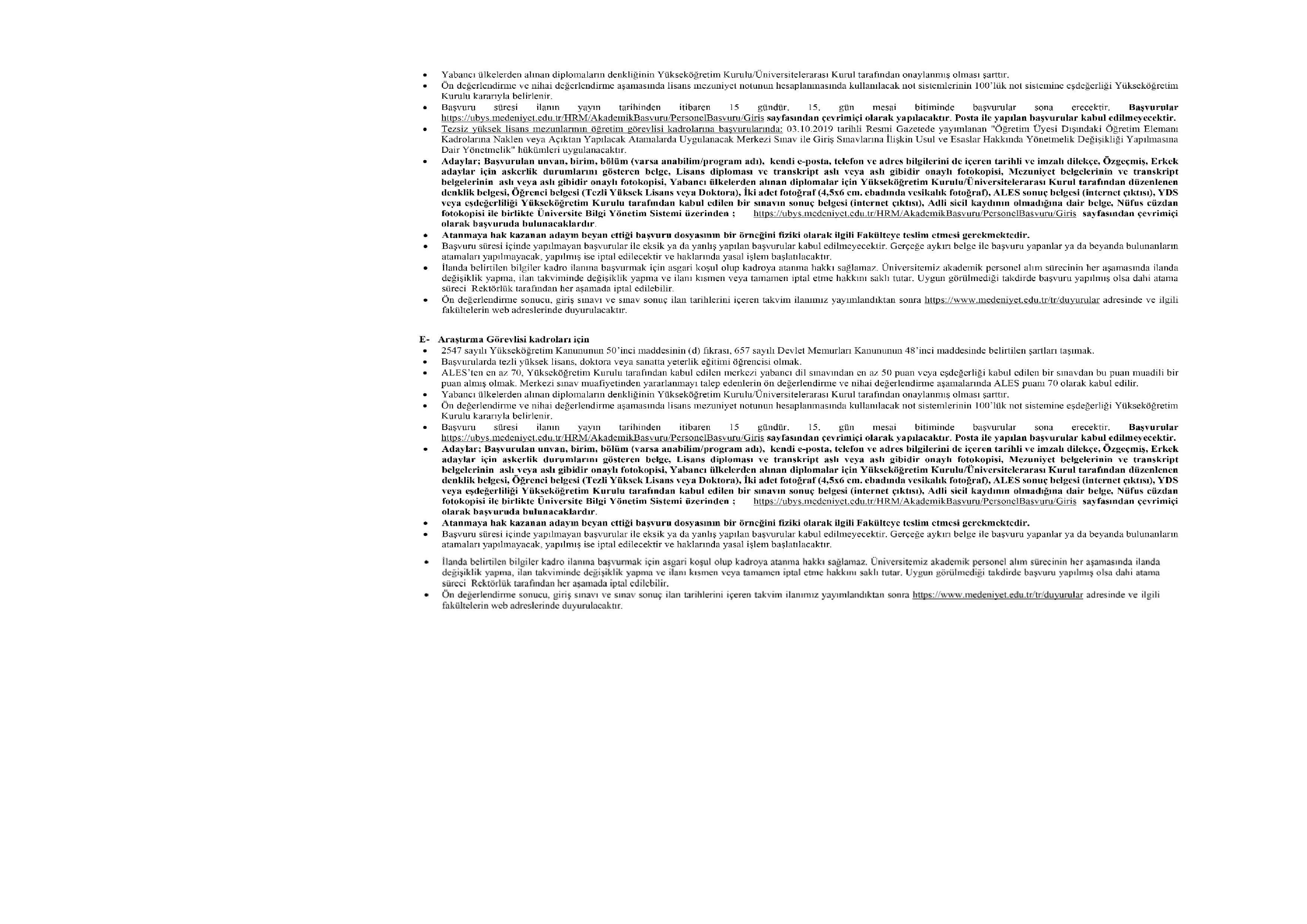 İlan İçeriği Sayfa 3 İSTANBUL MEDENİYET ÜNİVERSİTESİ 16 ÖĞRETİM ÜYESİ ALACAK ( 31 Aralık - 14 Ocak) İlan İçeriği Sayfa 3