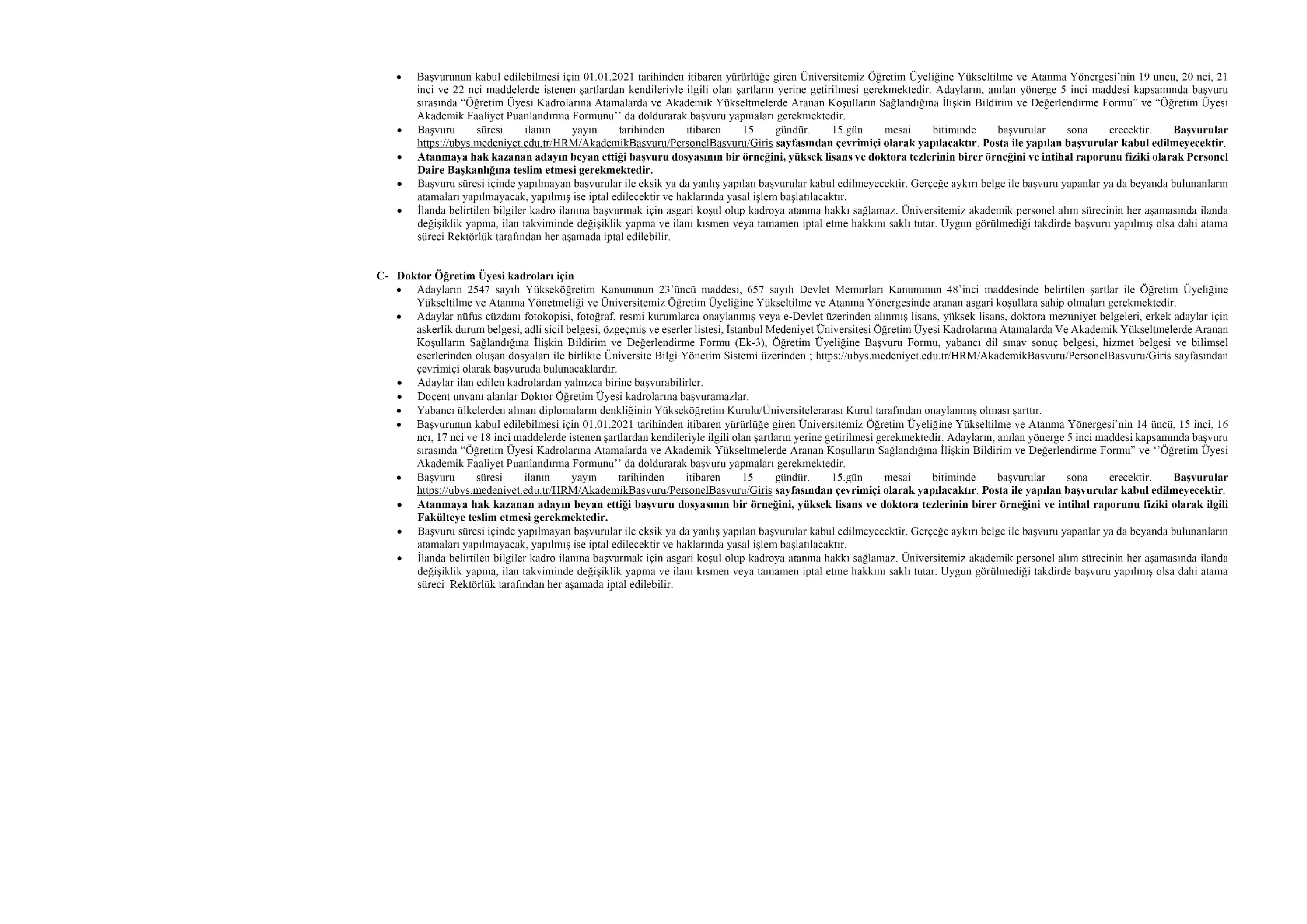 İlan İçeriği Sayfa 7 İSTANBUL MEDENİYET ÜNİVERSİTESİ 16 ÖĞRETİM ÜYESİ ALACAK ( 31 Aralık - 14 Ocak) İlan İçeriği Sayfa 7